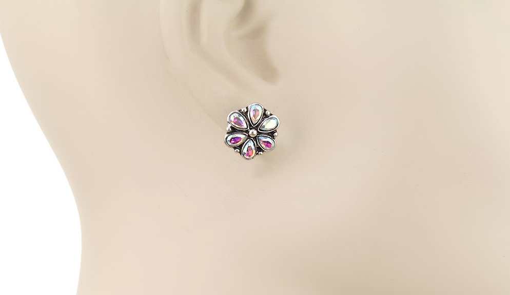 AB Stone Flower Stud Earrings