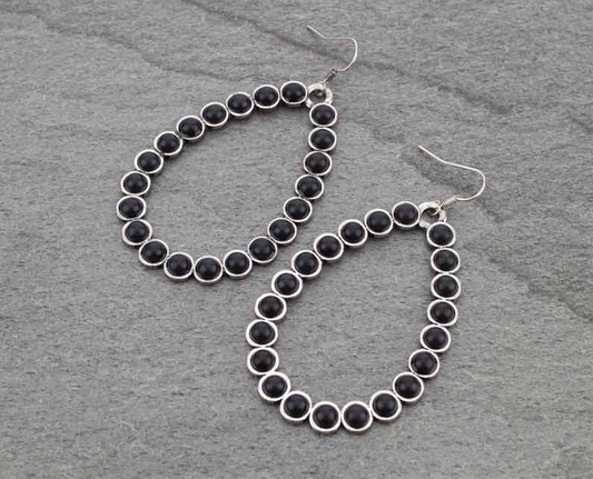 Black Bead Teardrop Earrings