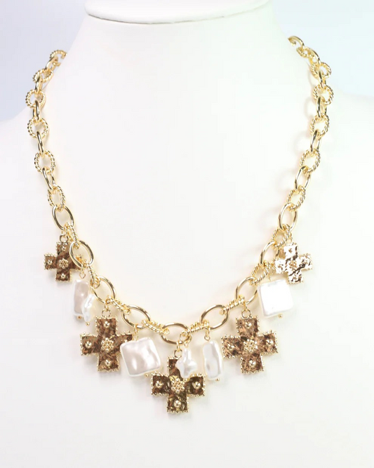 Gold Cross Charm Necklace