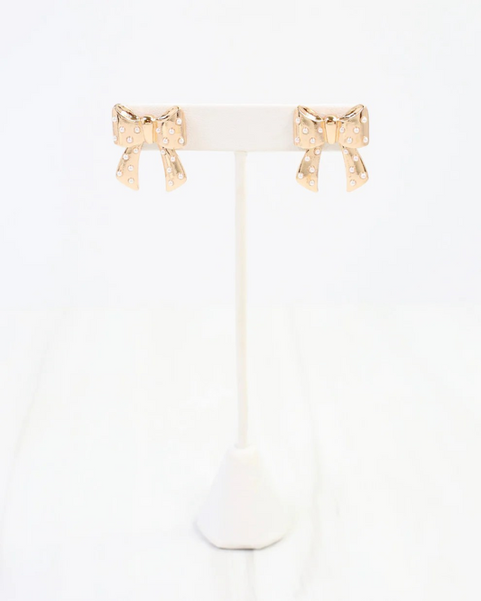 Gold Bow Stud Earrings