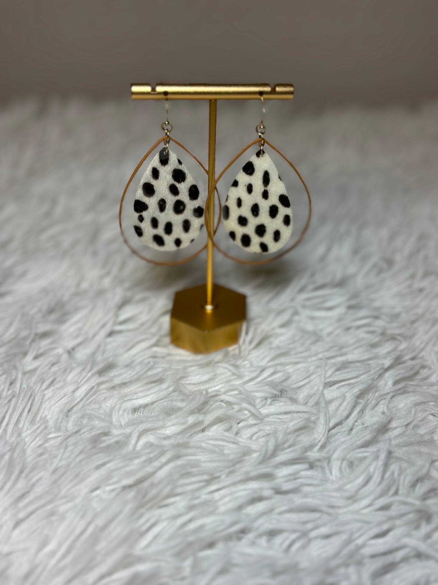 Leopard with Metal Teardrop Fish Hook Earrings