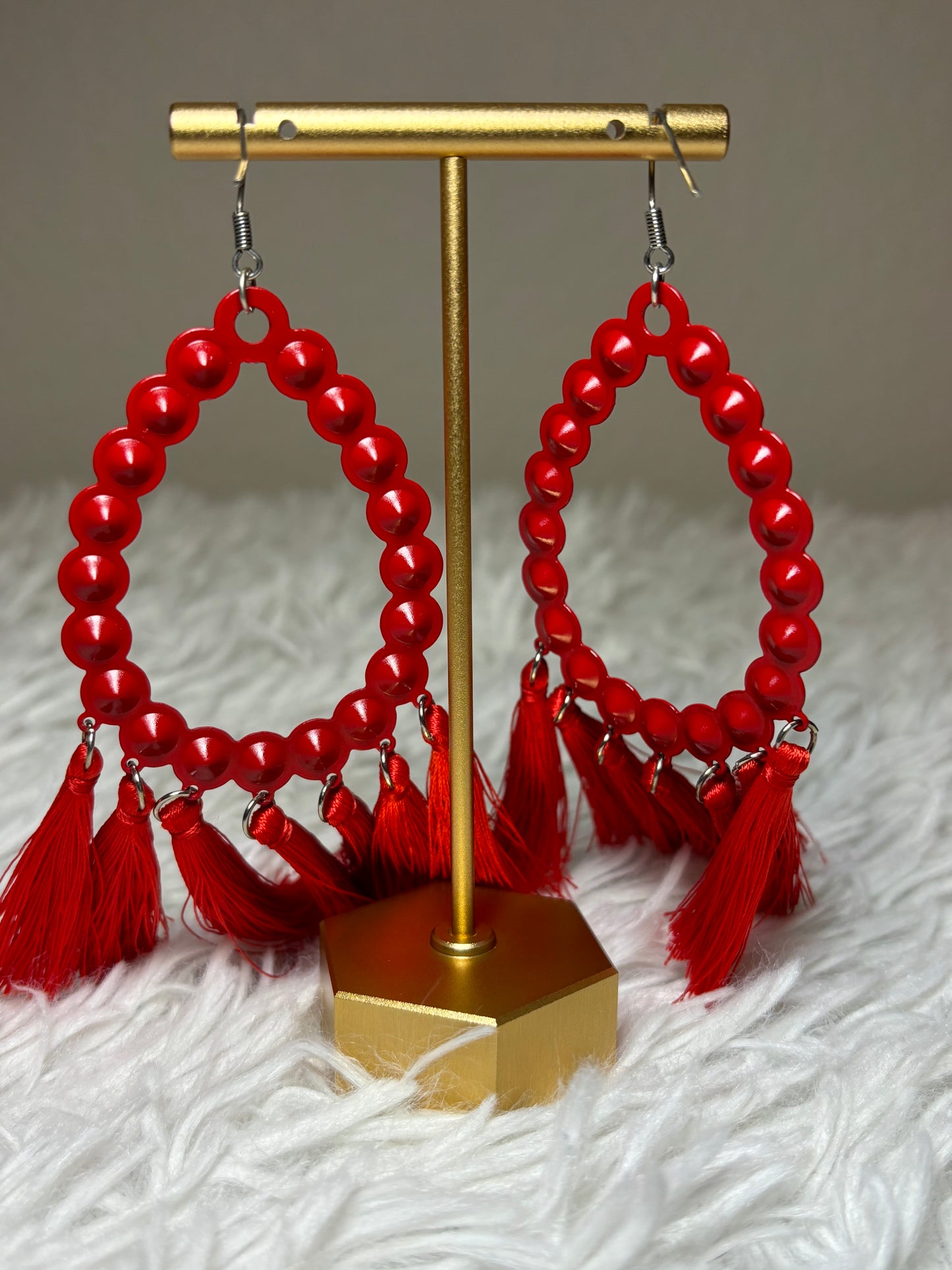 AB Rhinestone Red Dangle Earrings