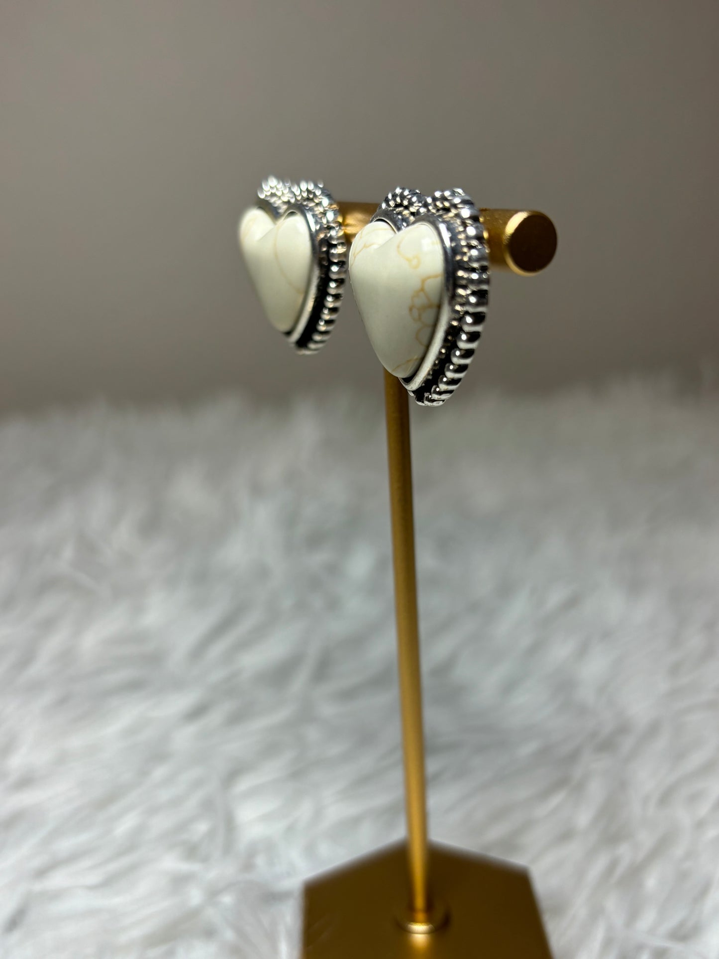 Heart Stone Stud Earrings