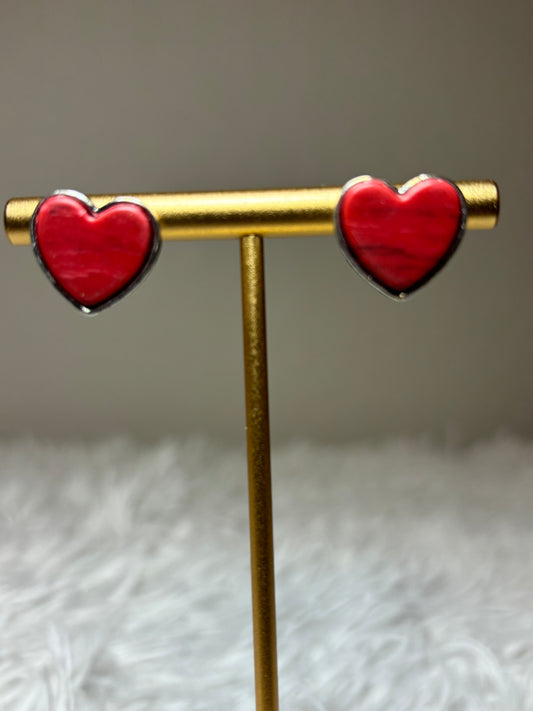 Red Heart Stud Earrings