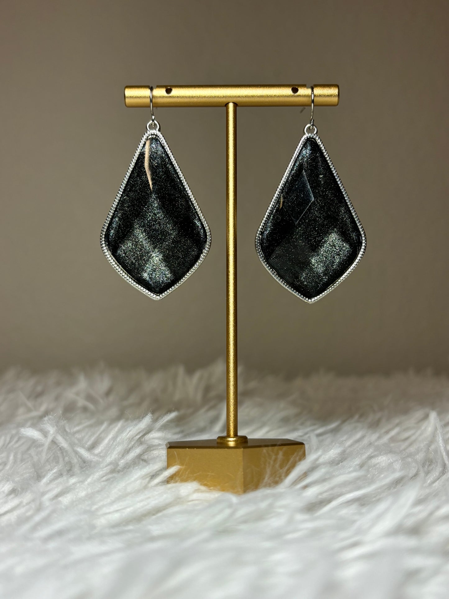 KS Inspired Shimmer Gunmetal Earrings