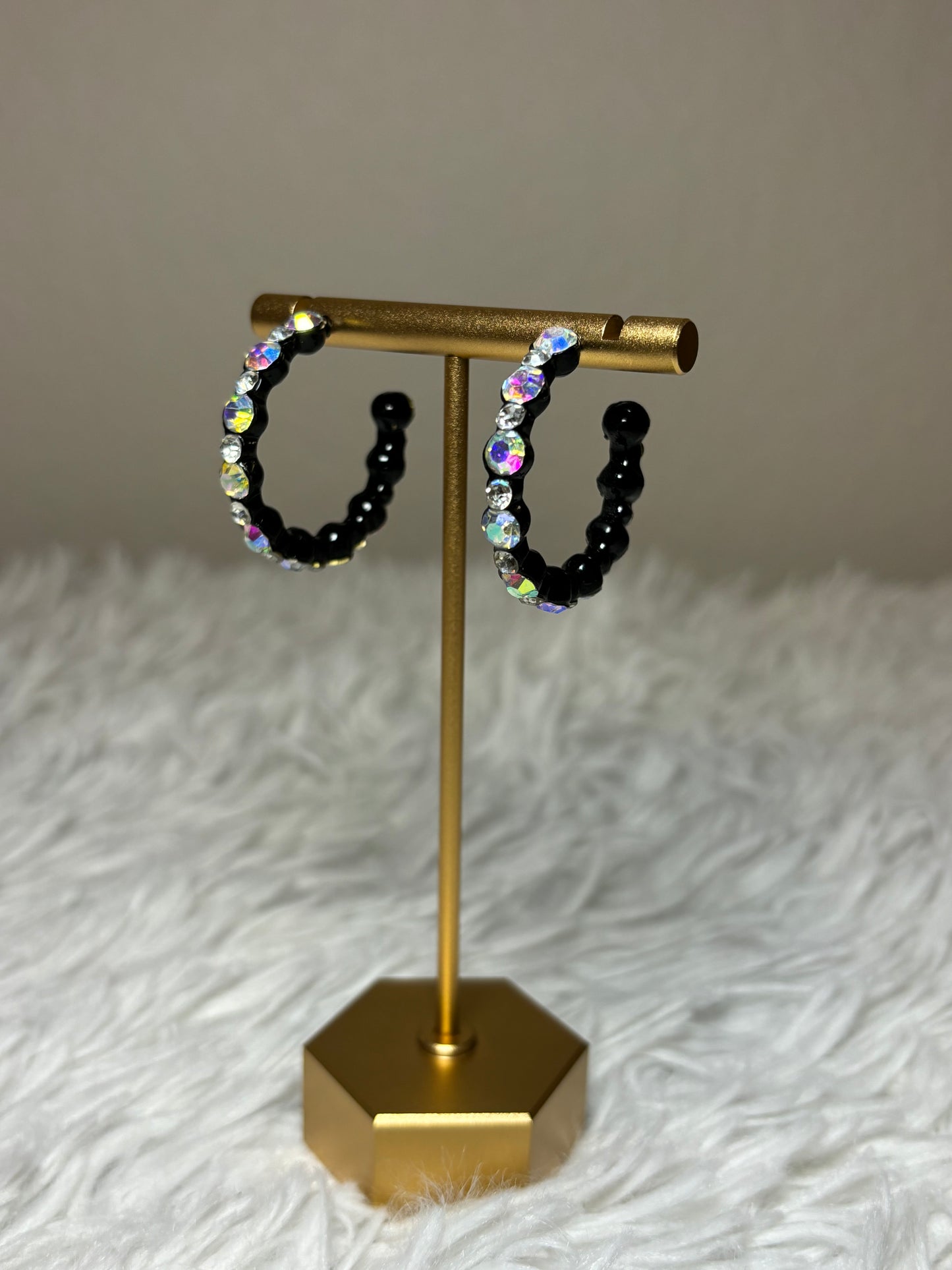 AB Rhinestone Hoop Earrings