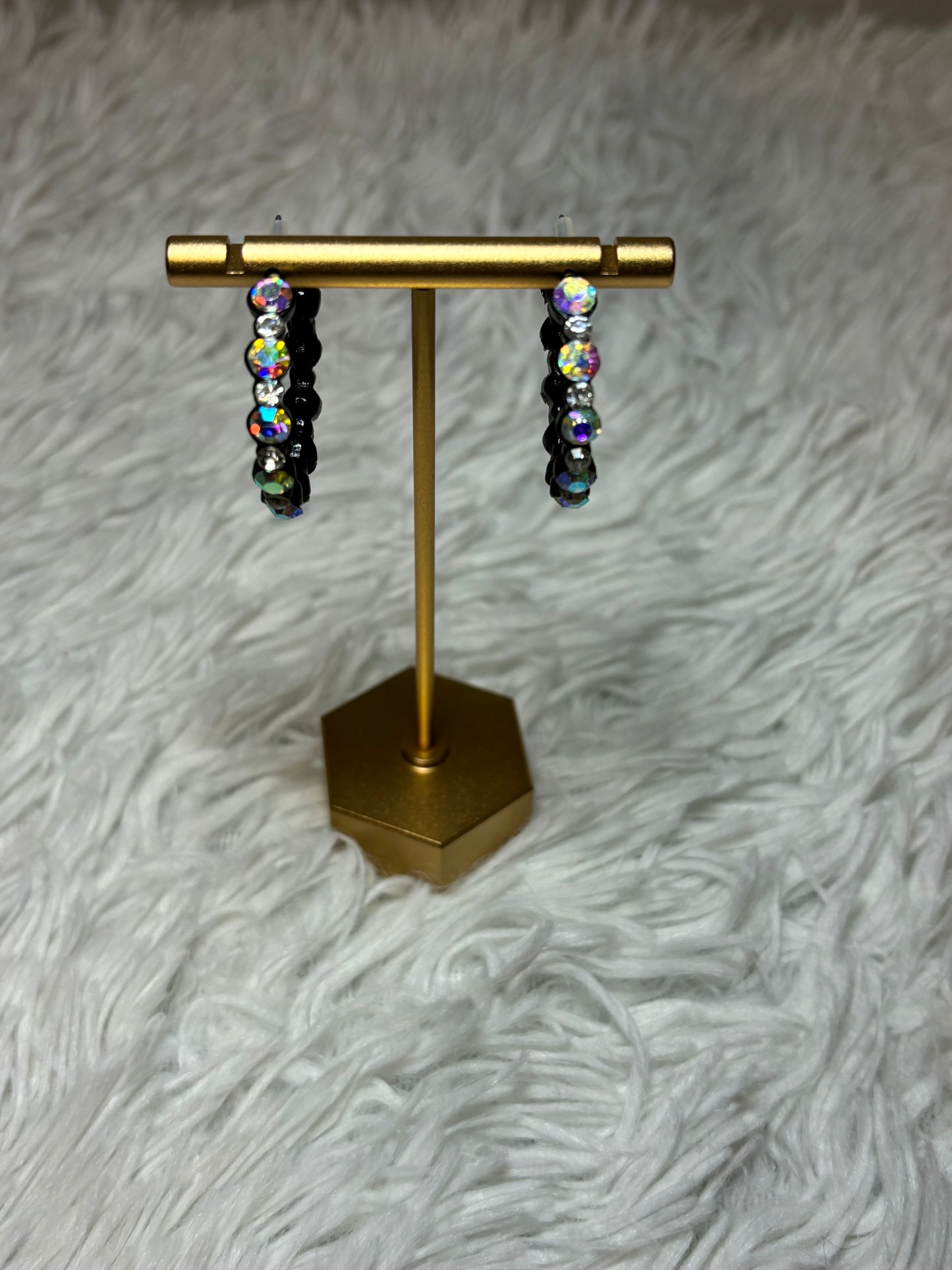 AB Rhinestone Hoop Earrings