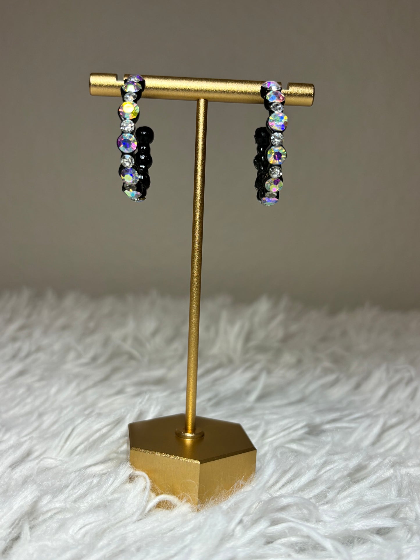 AB Rhinestone Hoop Earrings