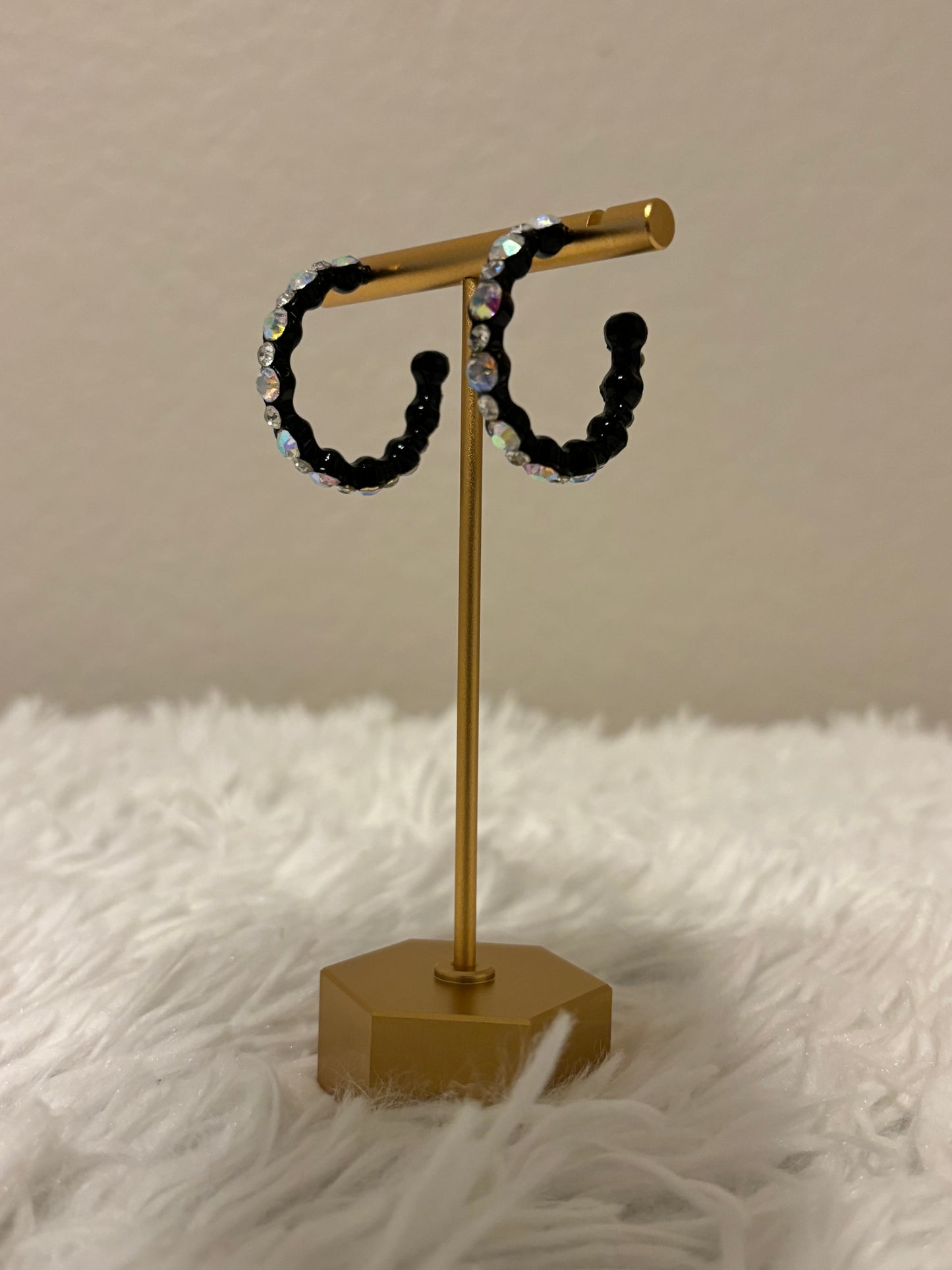 AB Rhinestone Hoop Earrings