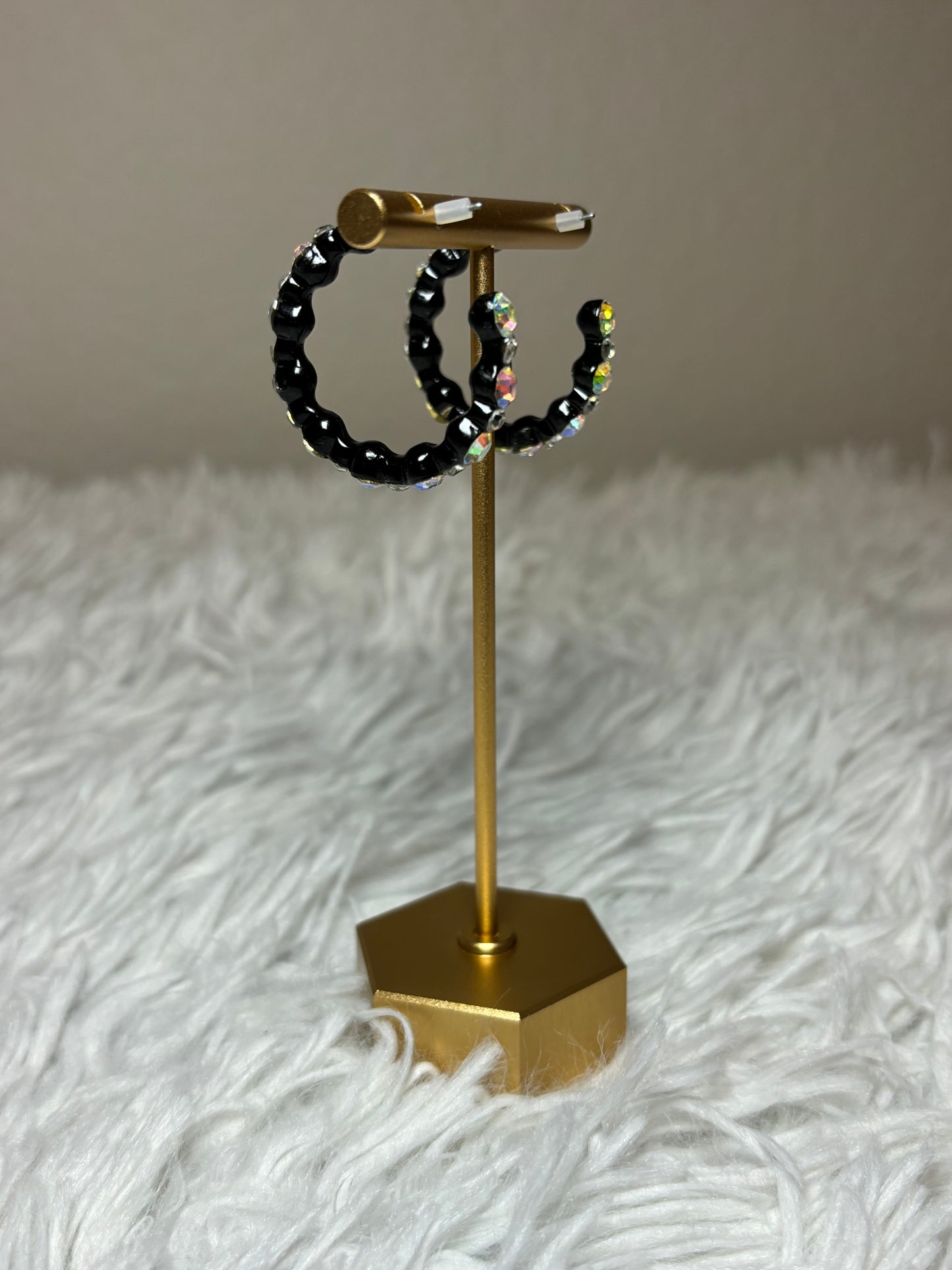 AB Rhinestone Hoop Earrings
