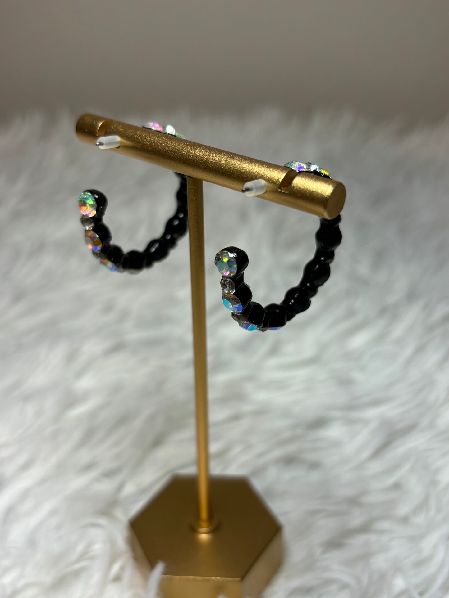 AB Rhinestone Hoop Earrings