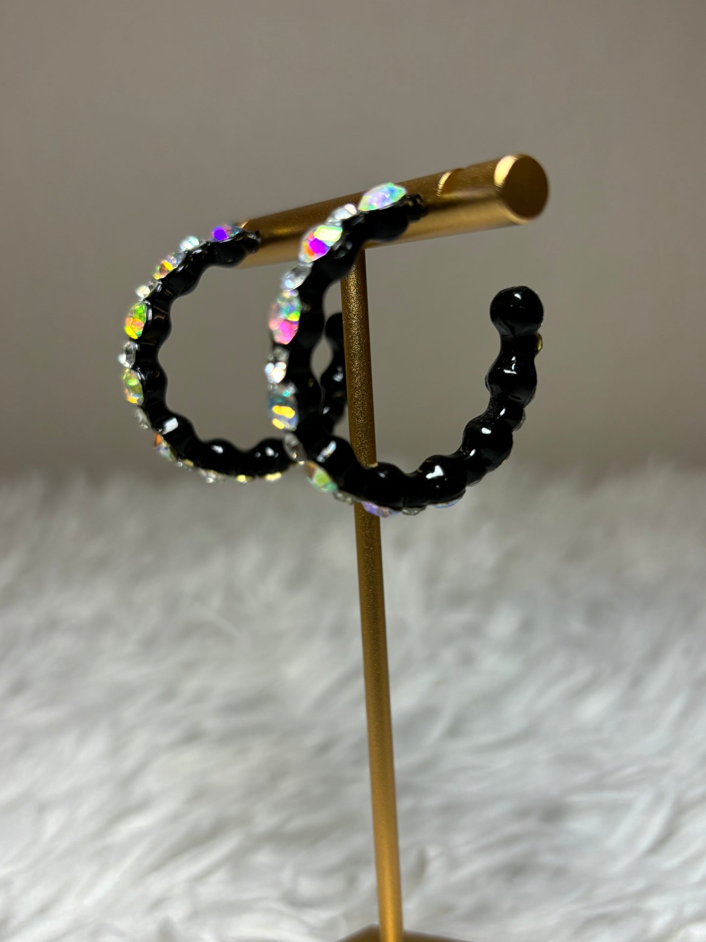 AB Rhinestone Hoop Earrings