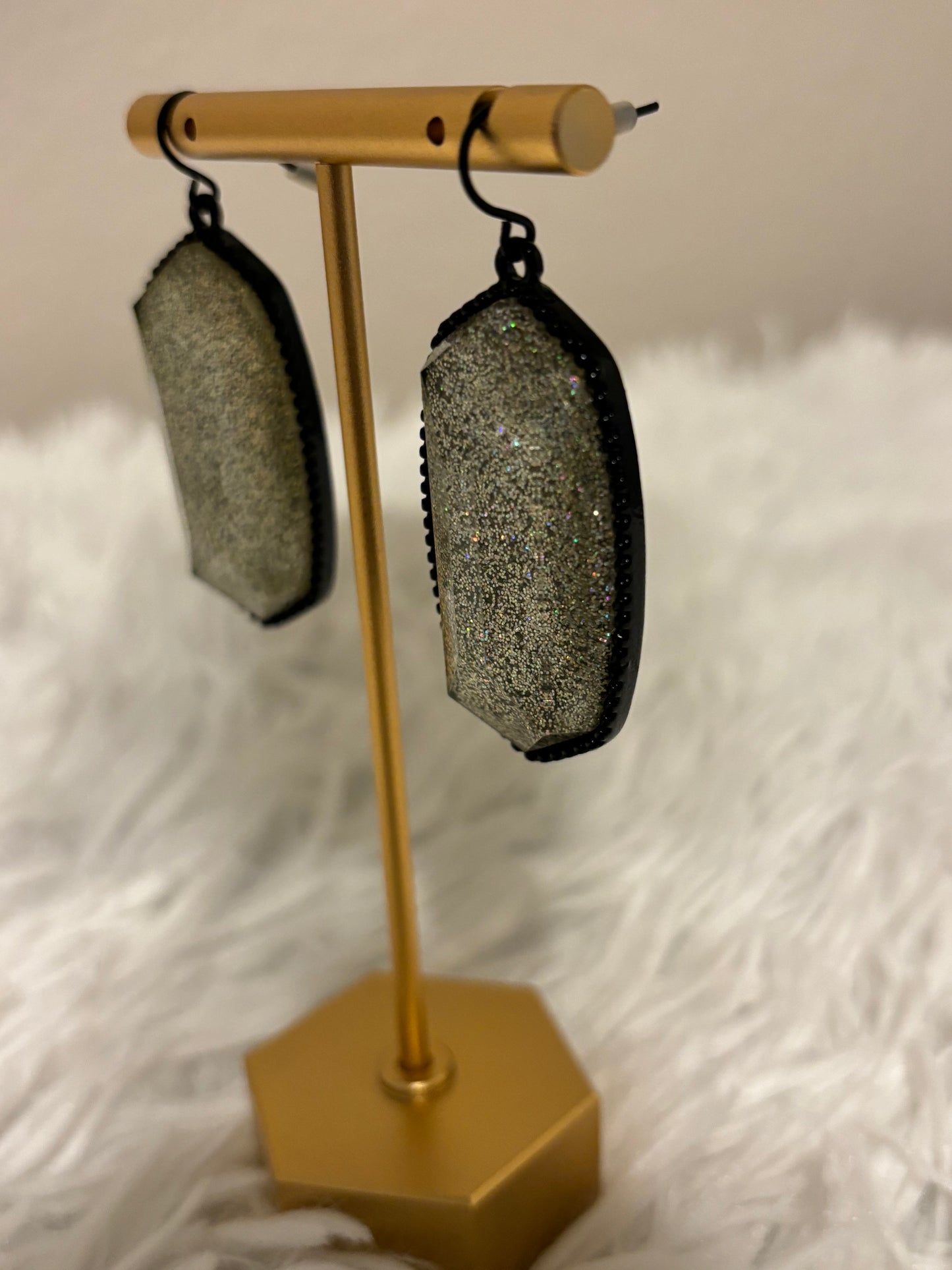 KS Inspired Silver Glitter Earrings