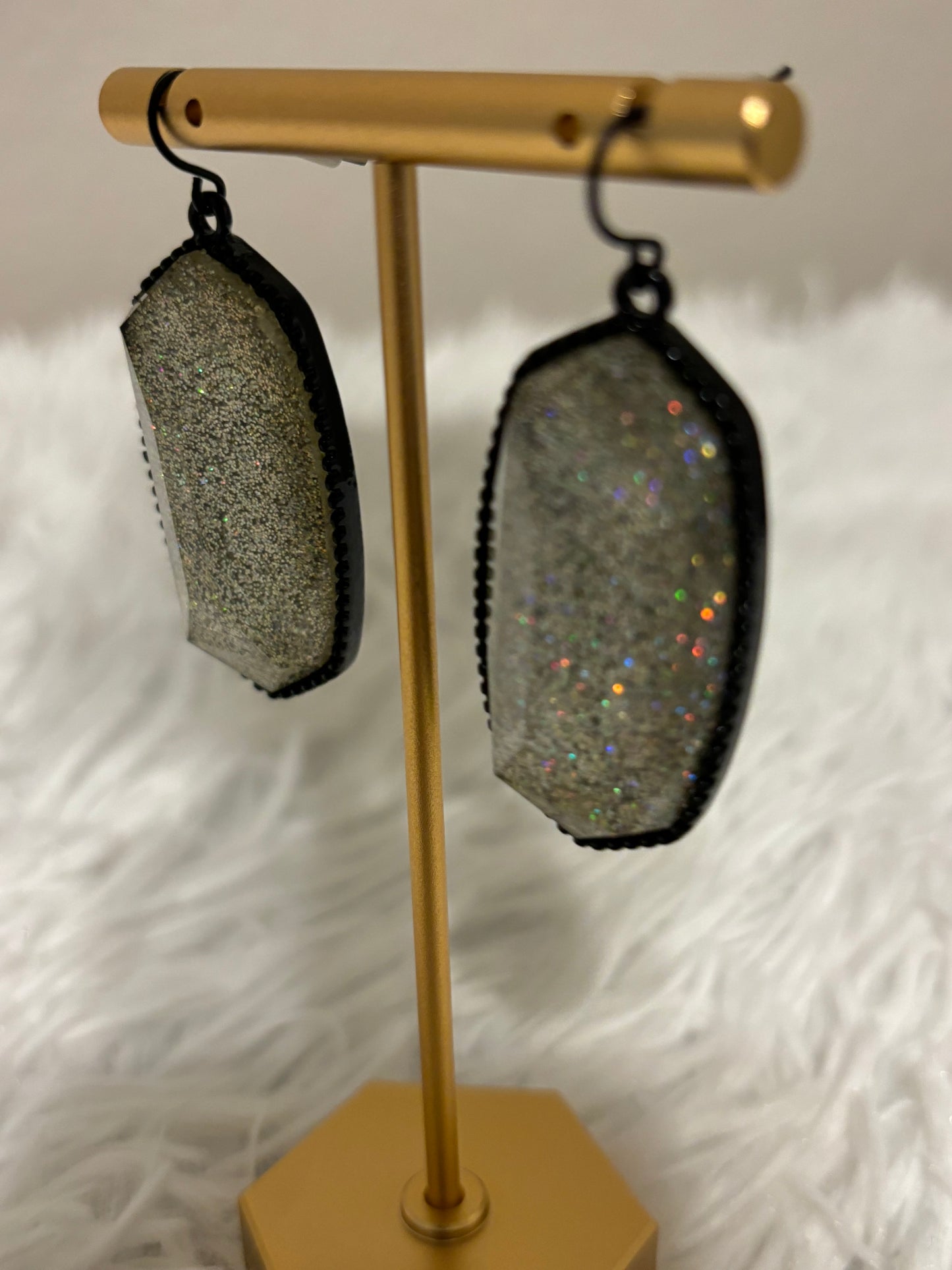 KS Inspired Silver Glitter Earrings