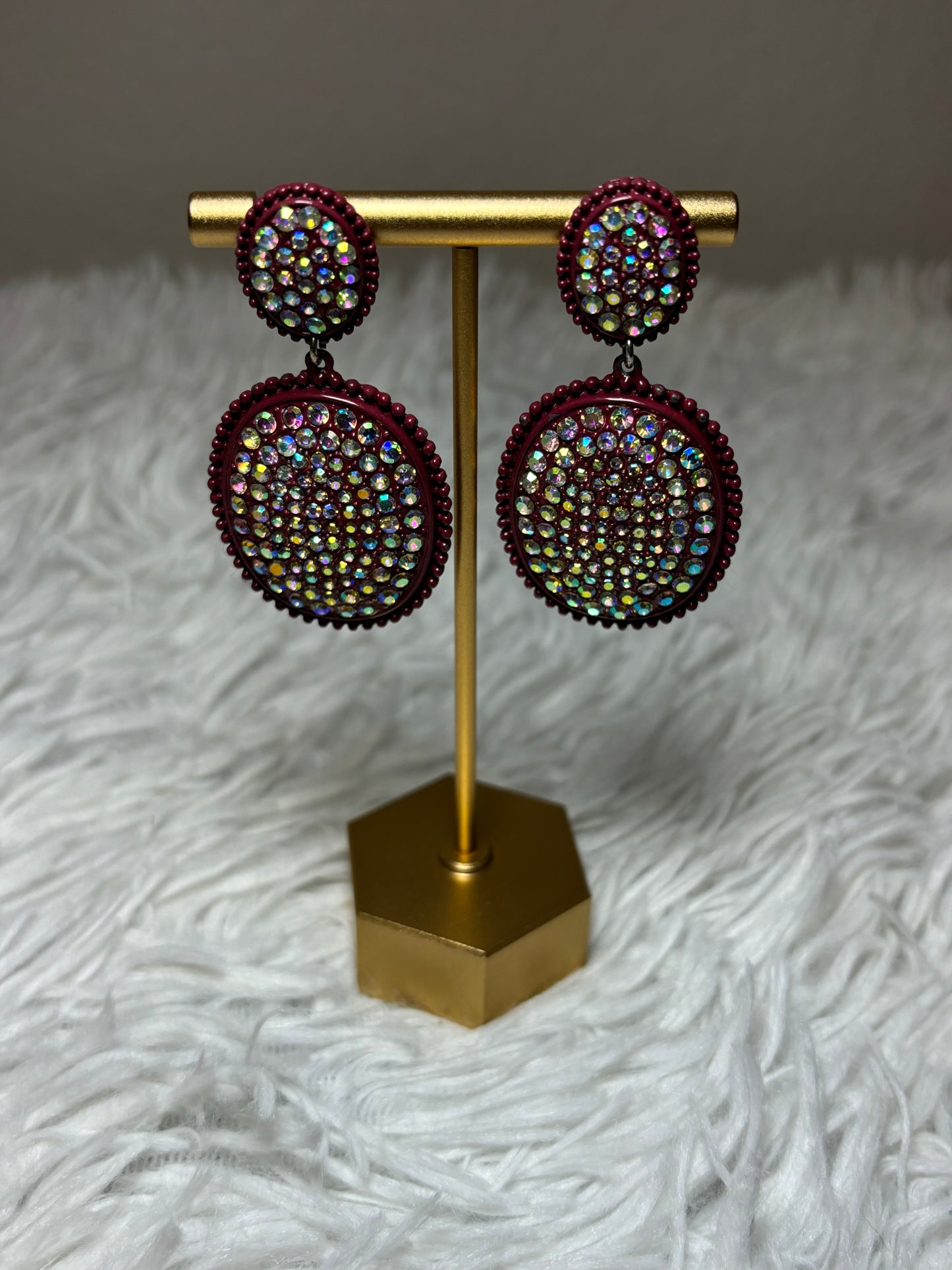 Burgandy Post Back Earrings