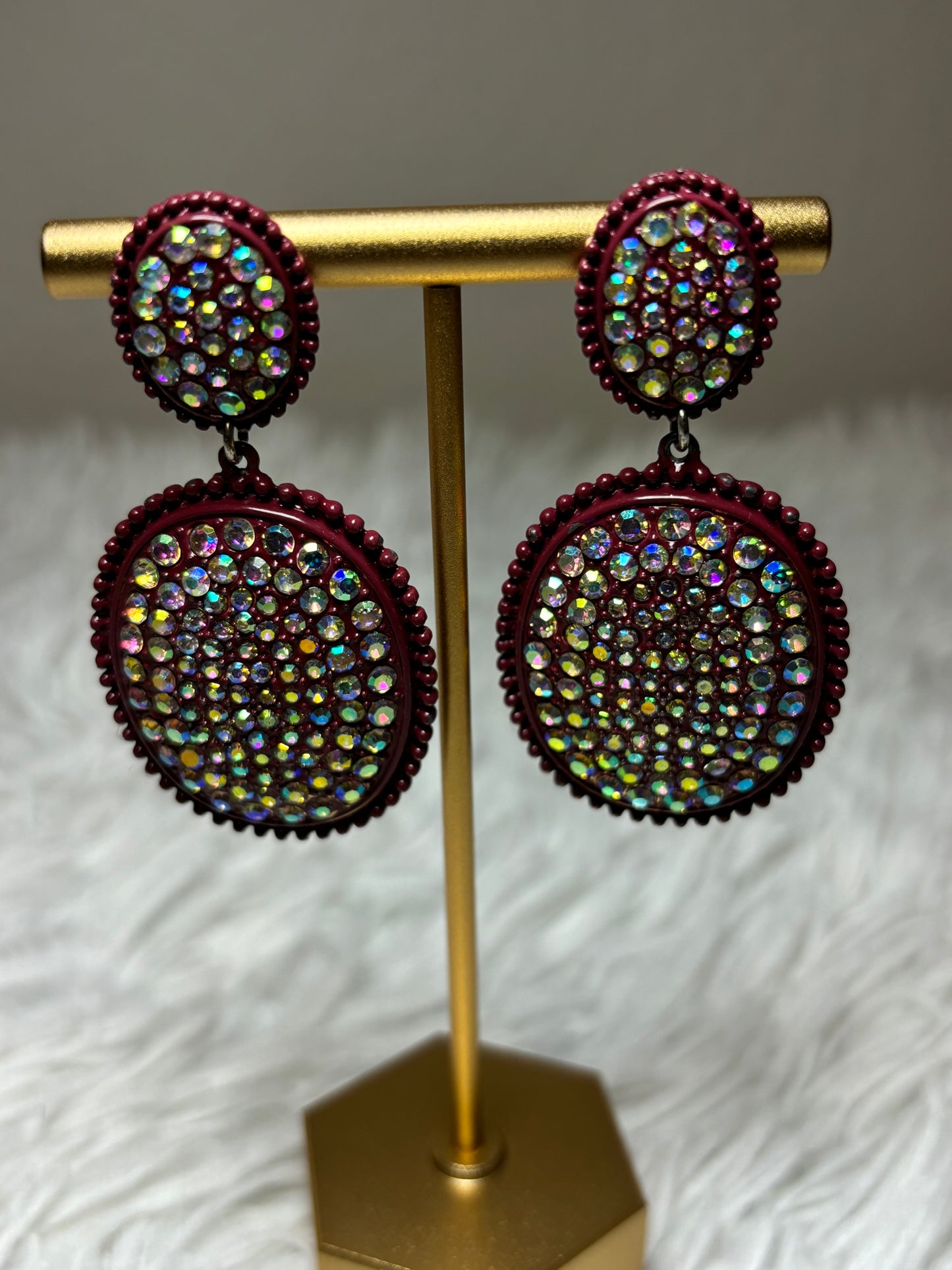 Burgandy Post Back Earrings