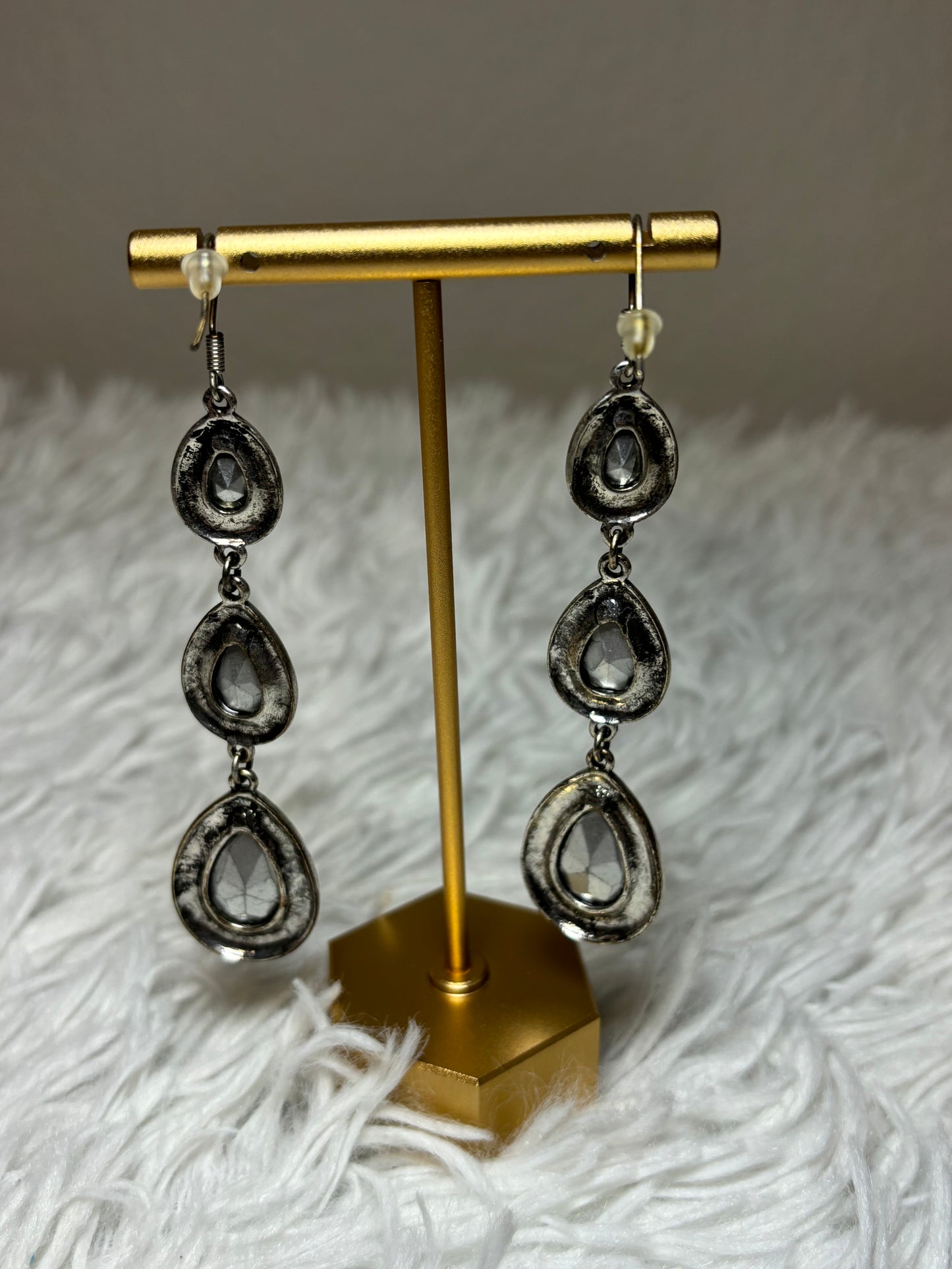 Triple Teardrop Iridescent Dangle Earrings