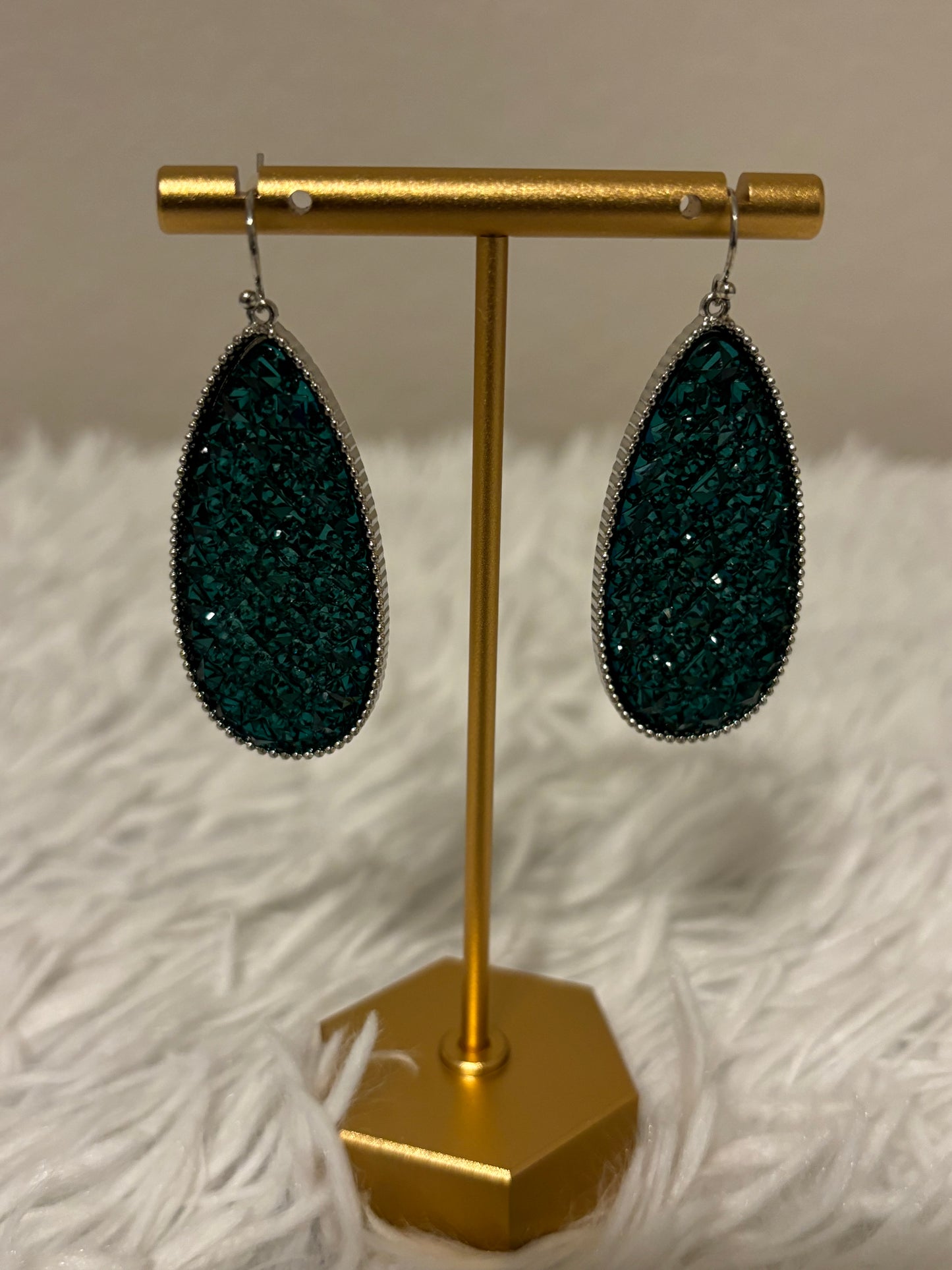 Emerald Sparkle Teardrop Earrings