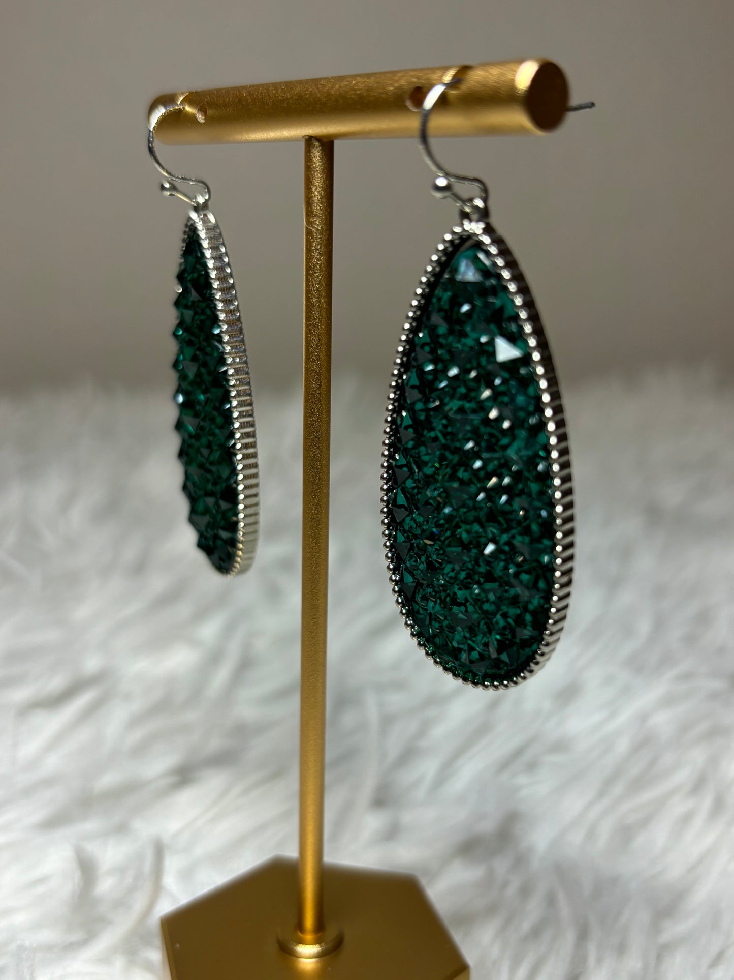 Emerald Sparkle Teardrop Earrings