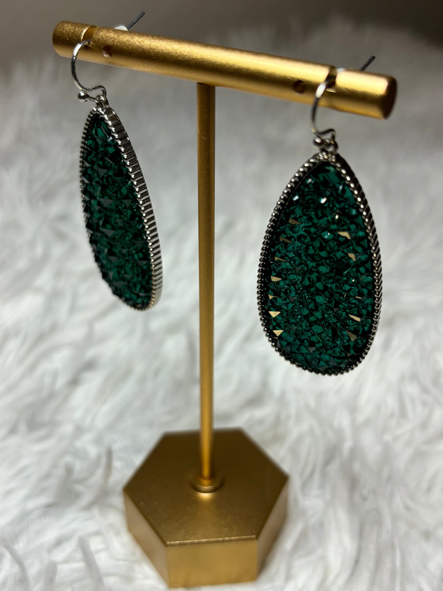 Emerald Sparkle Teardrop Earrings
