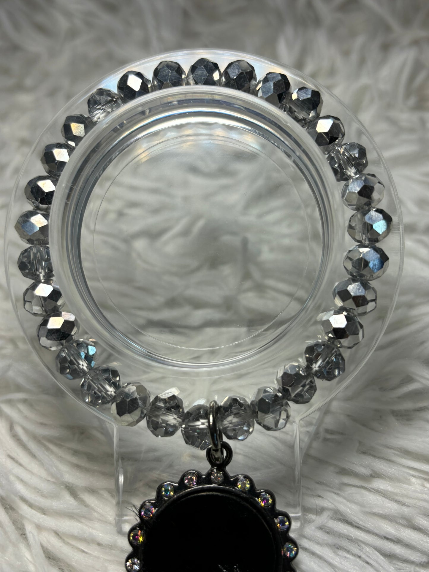 Silver Beaded Stretch Bracelet