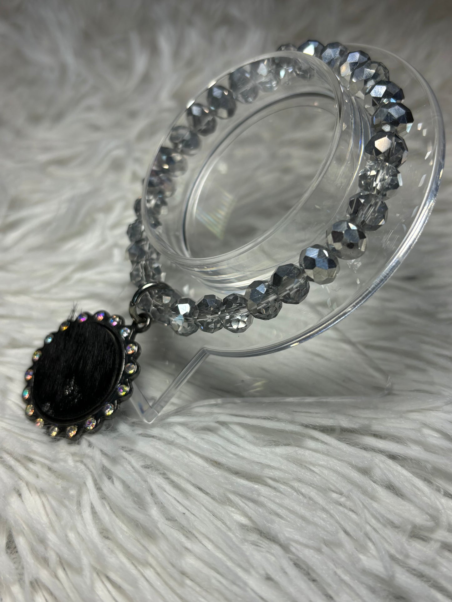 Silver Beaded Stretch Bracelet