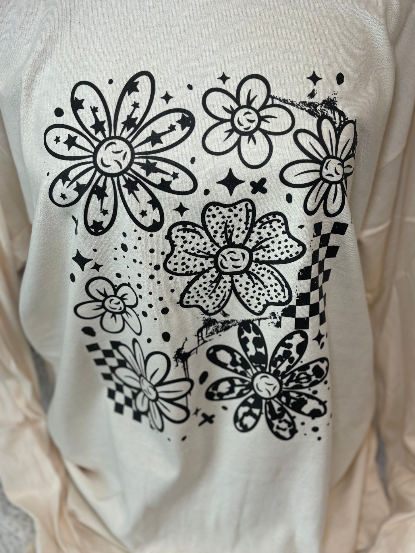 Floral Checker Long-Sleeve T-shirt