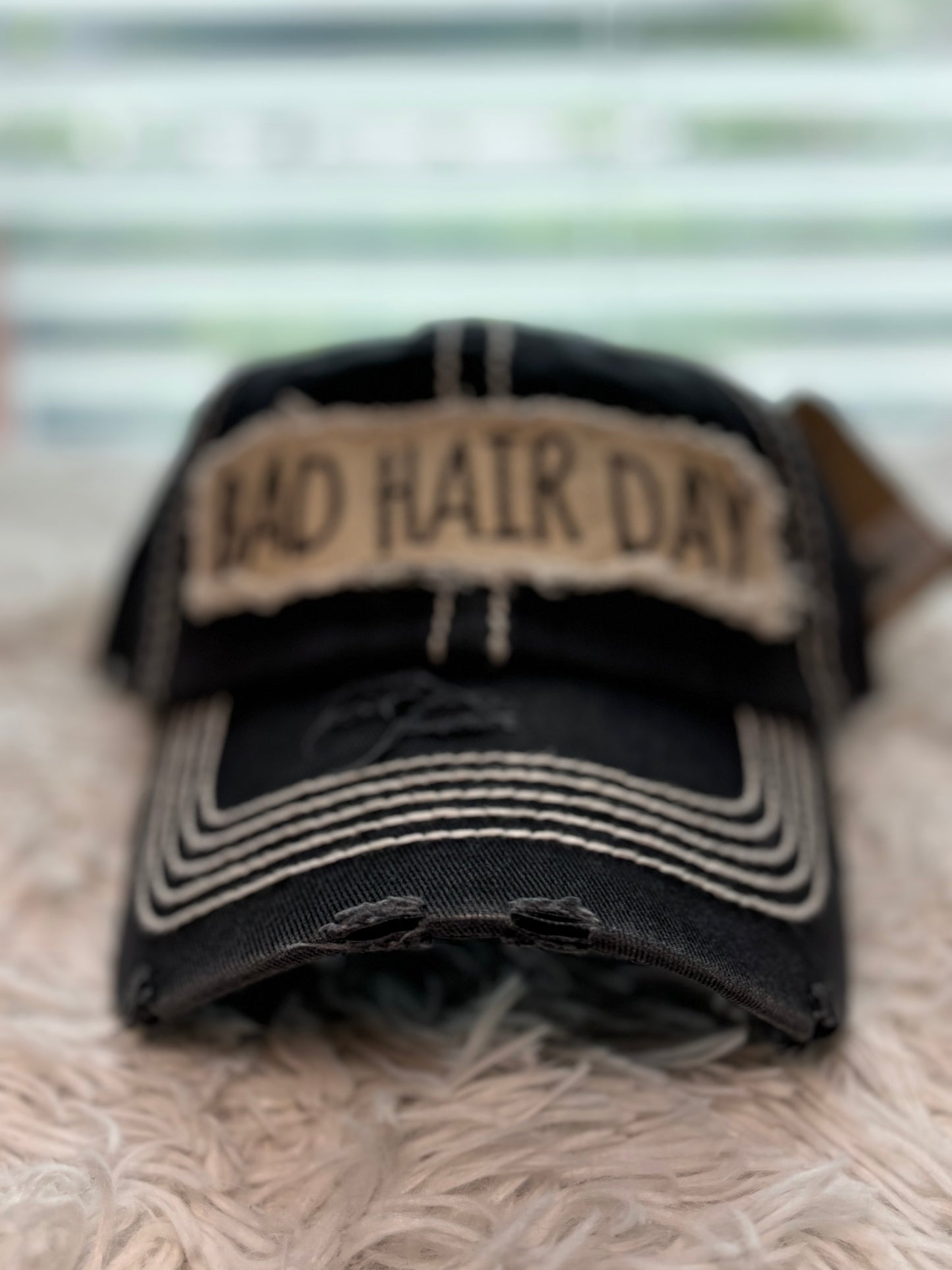 Bad Hair Day Ball Cap- Black