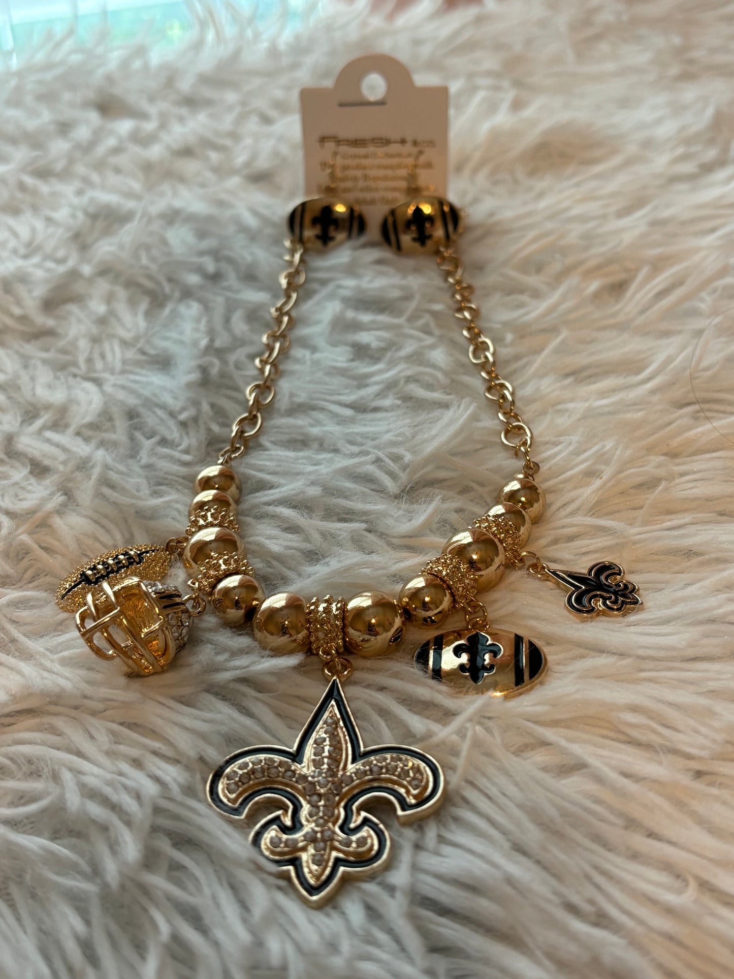 Fleur De Lis Football Necklace Set