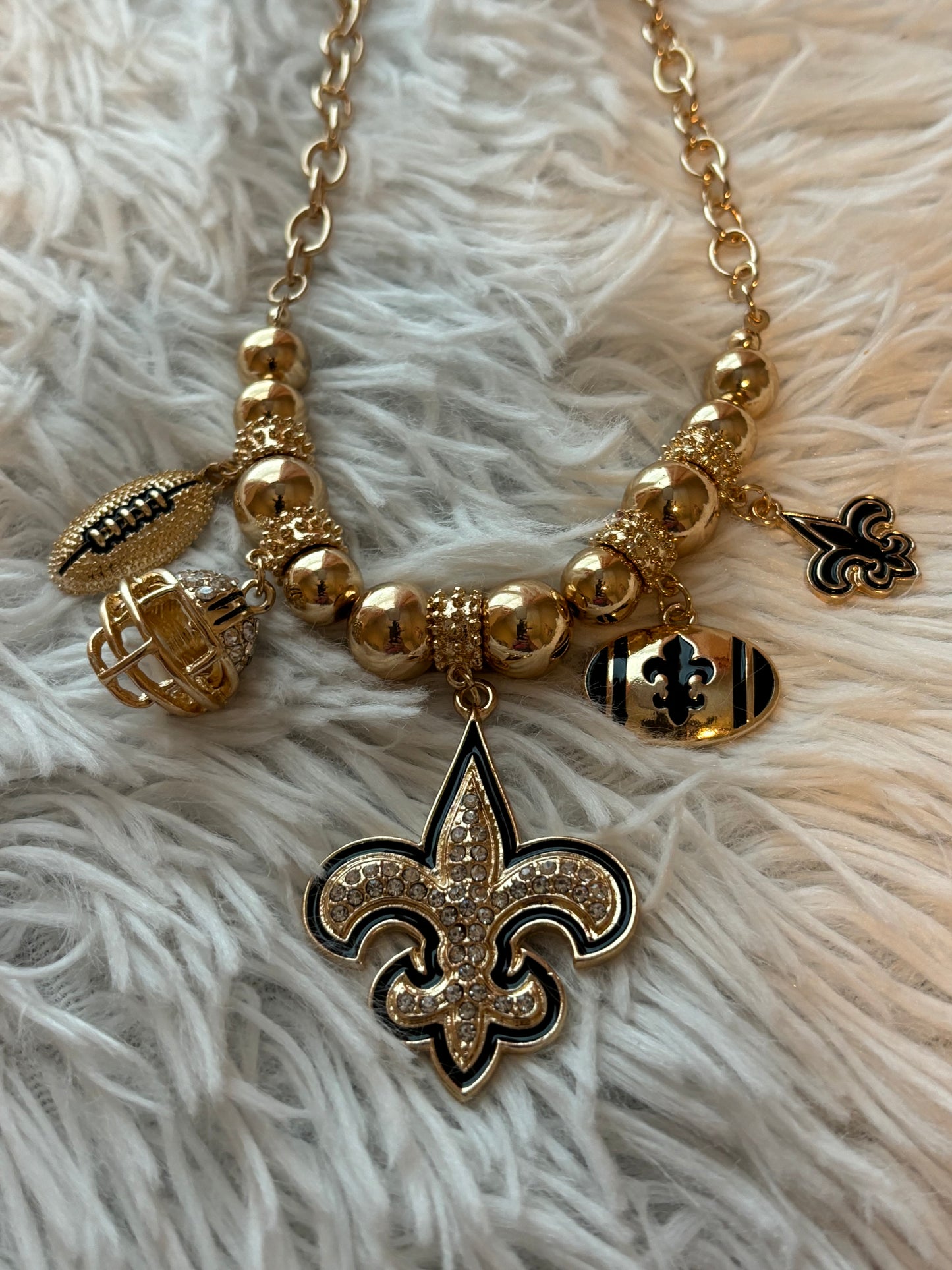 Fleur De Lis Football Necklace Set