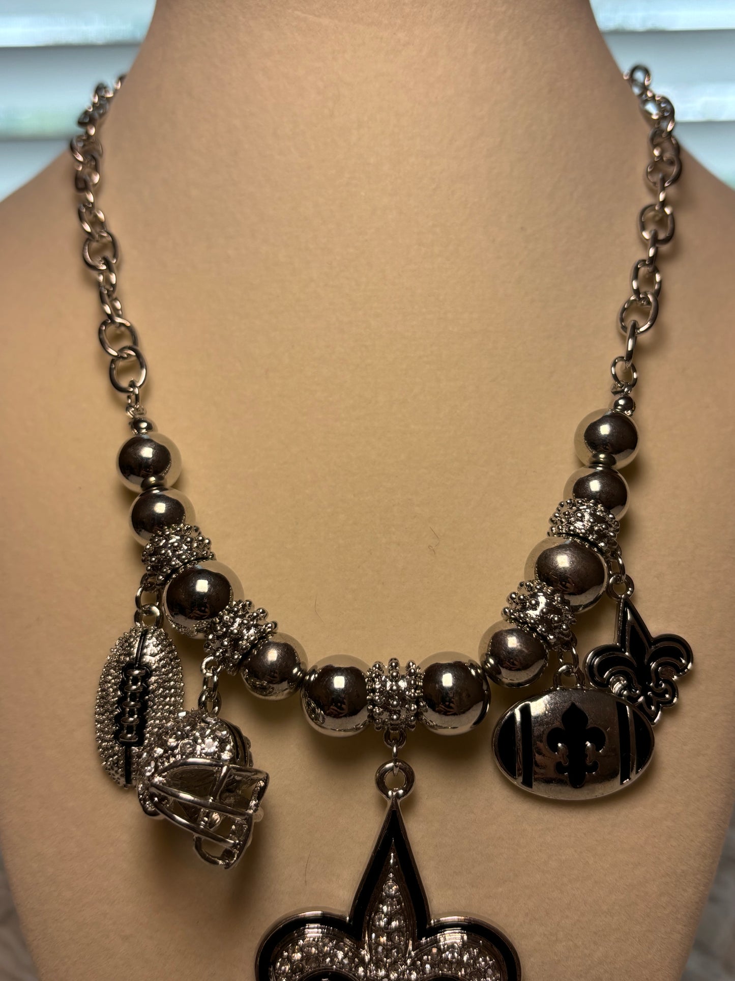 Fleur De Lis Football Necklace Set