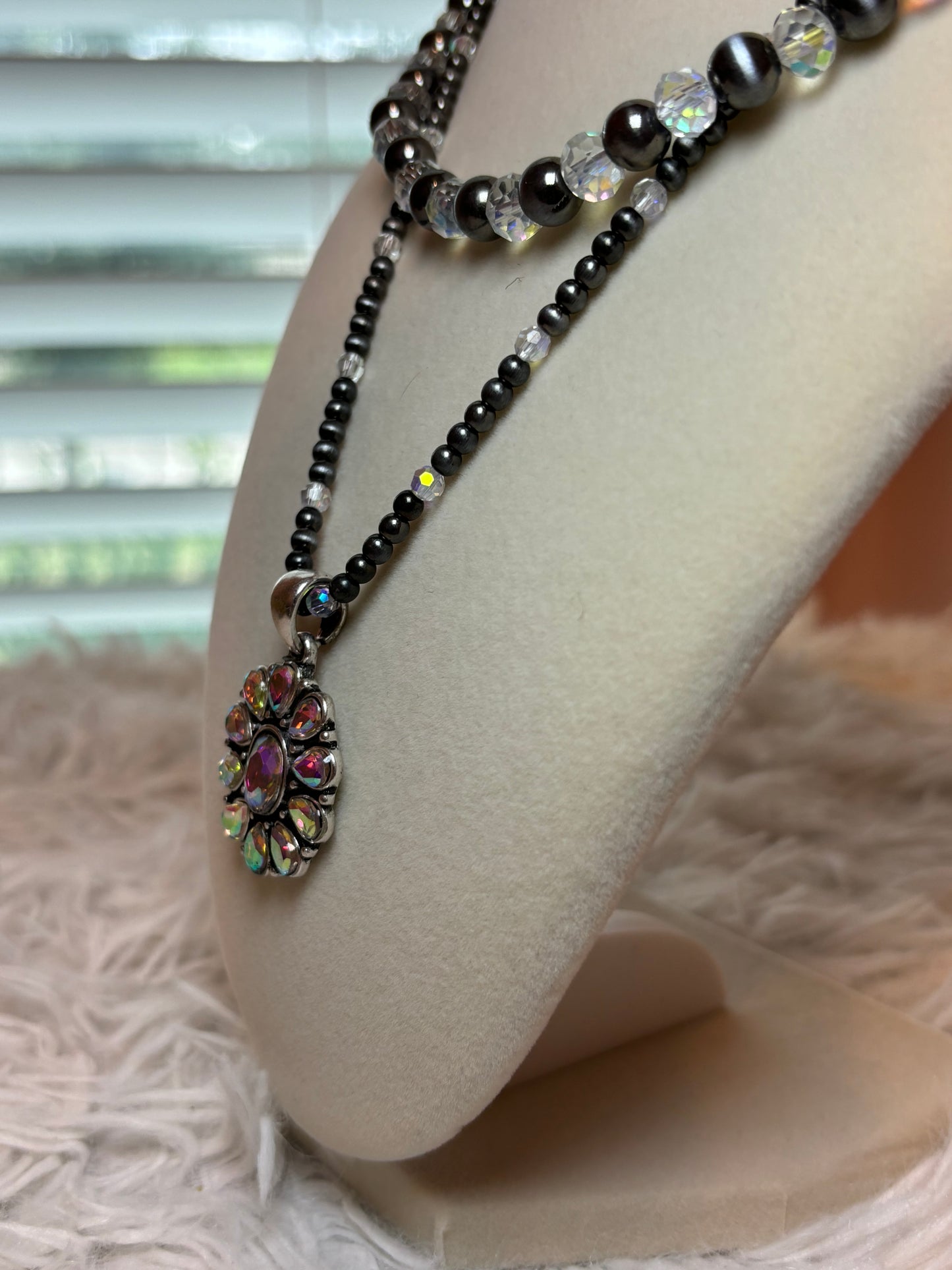 Navajo Bead with Concho Pendant Necklace