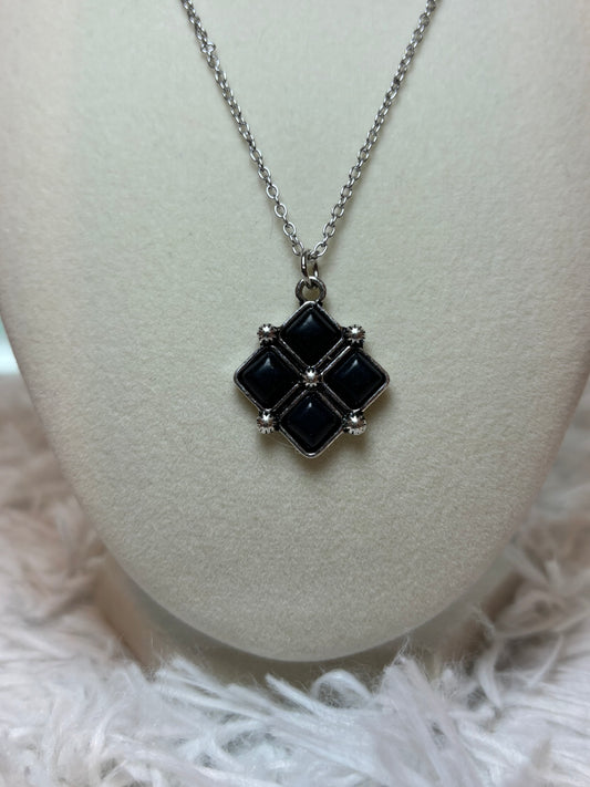 Western Square Stone Pendant Necklace
