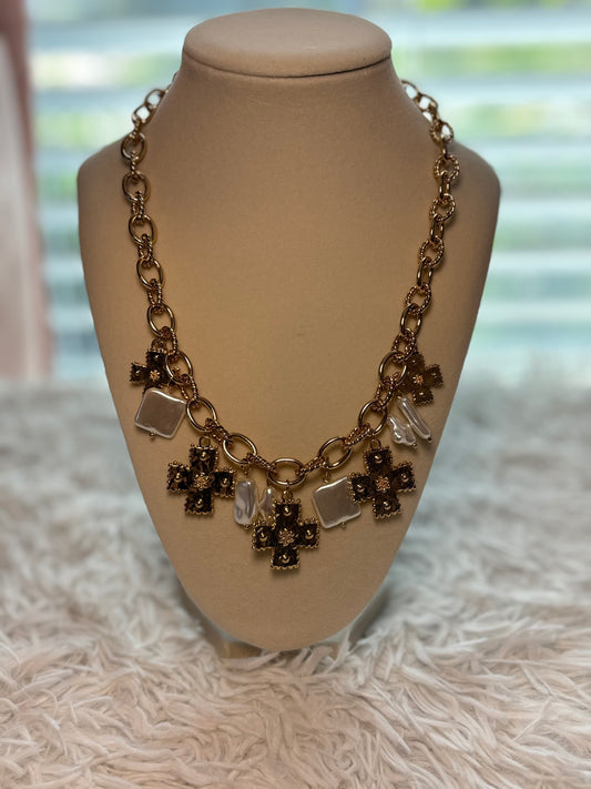 Gold Cross Charm Necklace