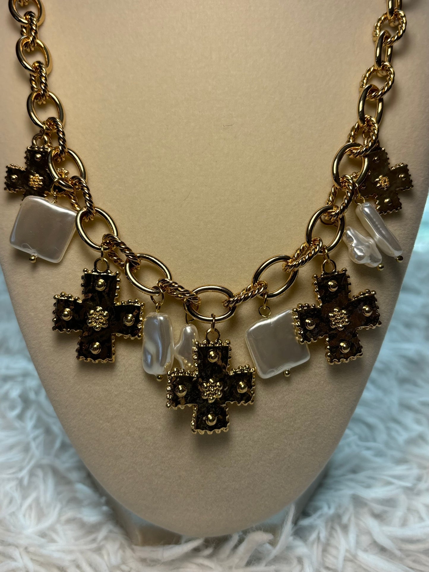 Gold Cross Charm Necklace