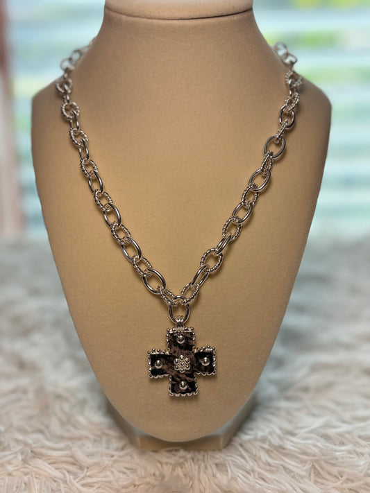 Silver Cross Pendant Necklace