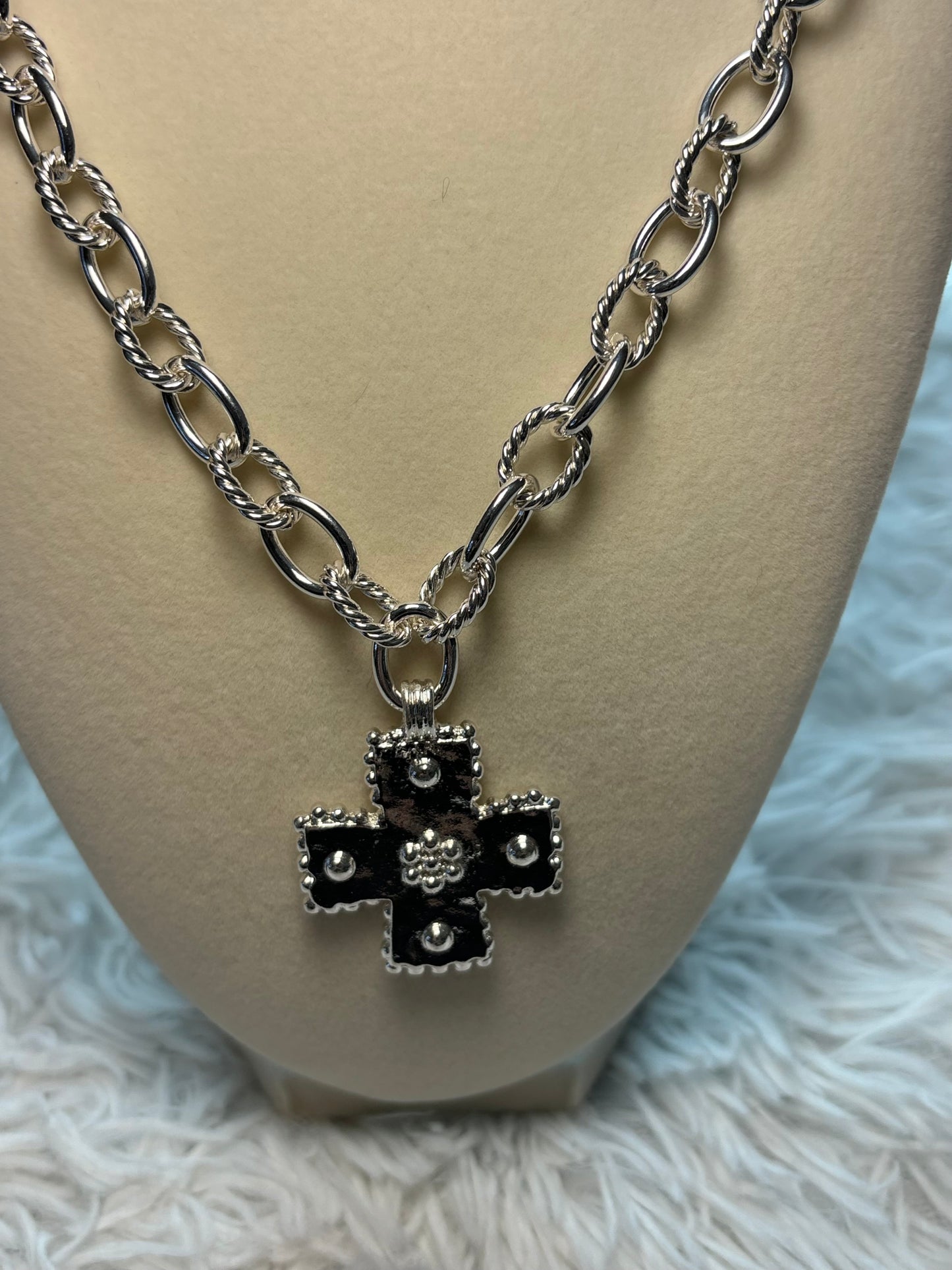 Silver Cross Pendant Necklace