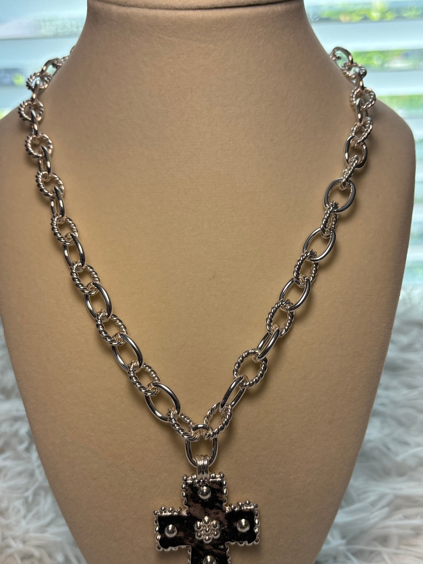 Silver Cross Pendant Necklace