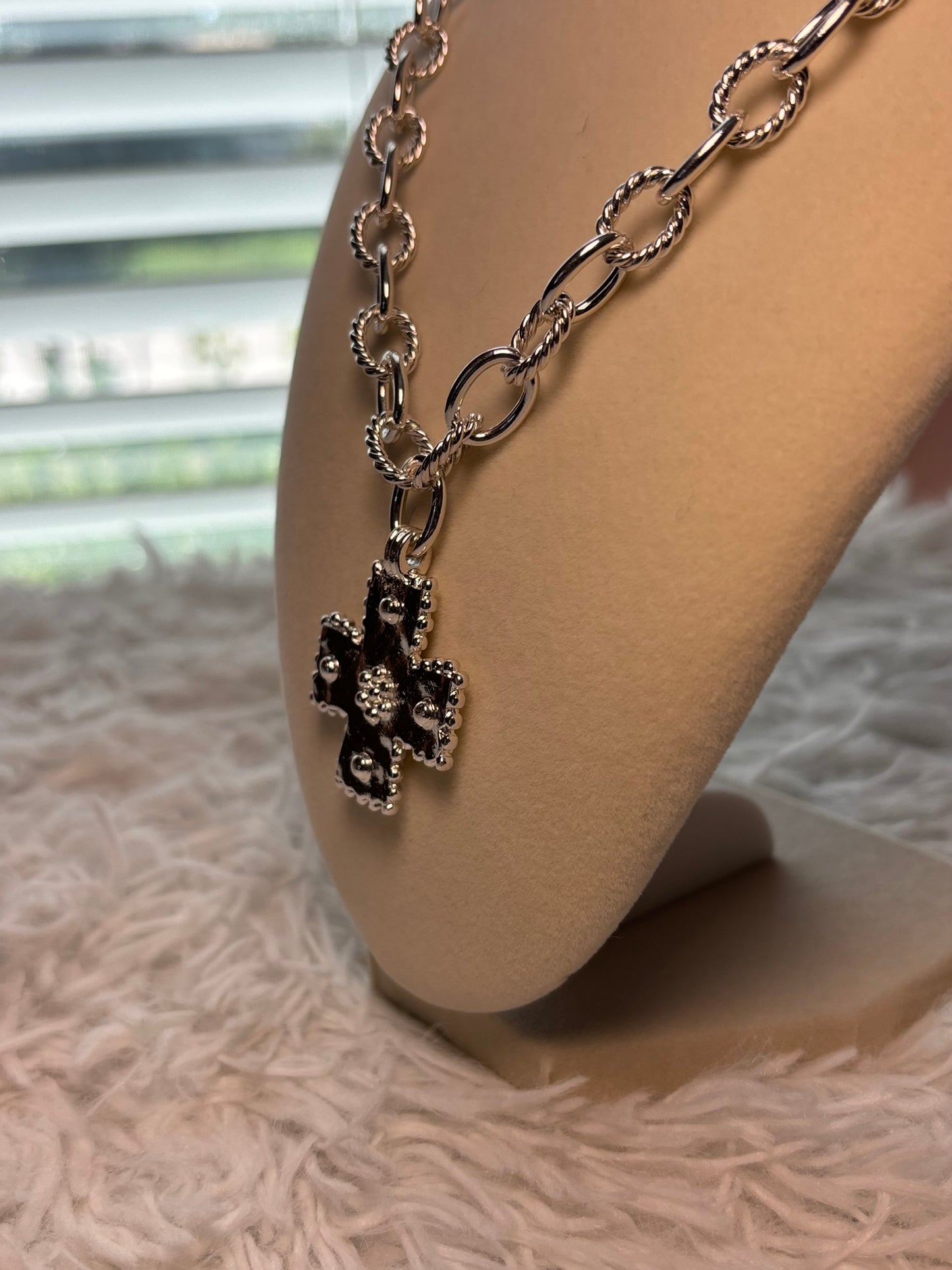 Silver Cross Pendant Necklace