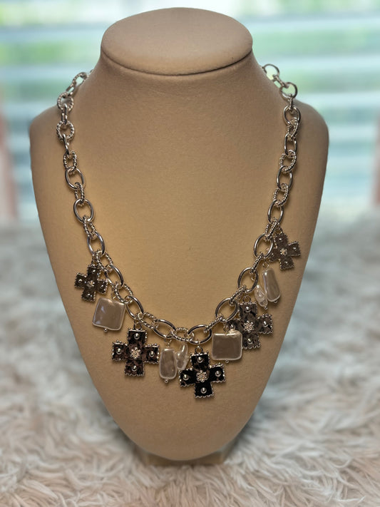 Silver Cross Charm Necklace