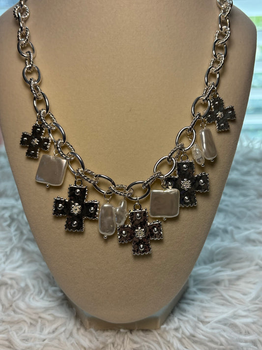 Silver Cross Charm Necklace