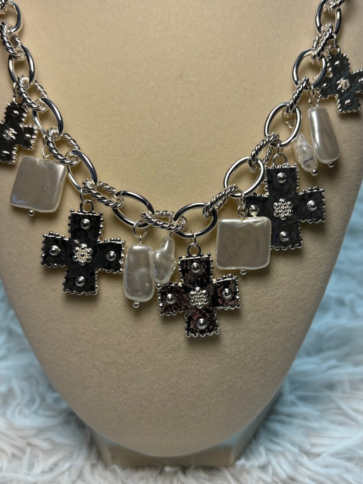 Silver Cross Charm Necklace