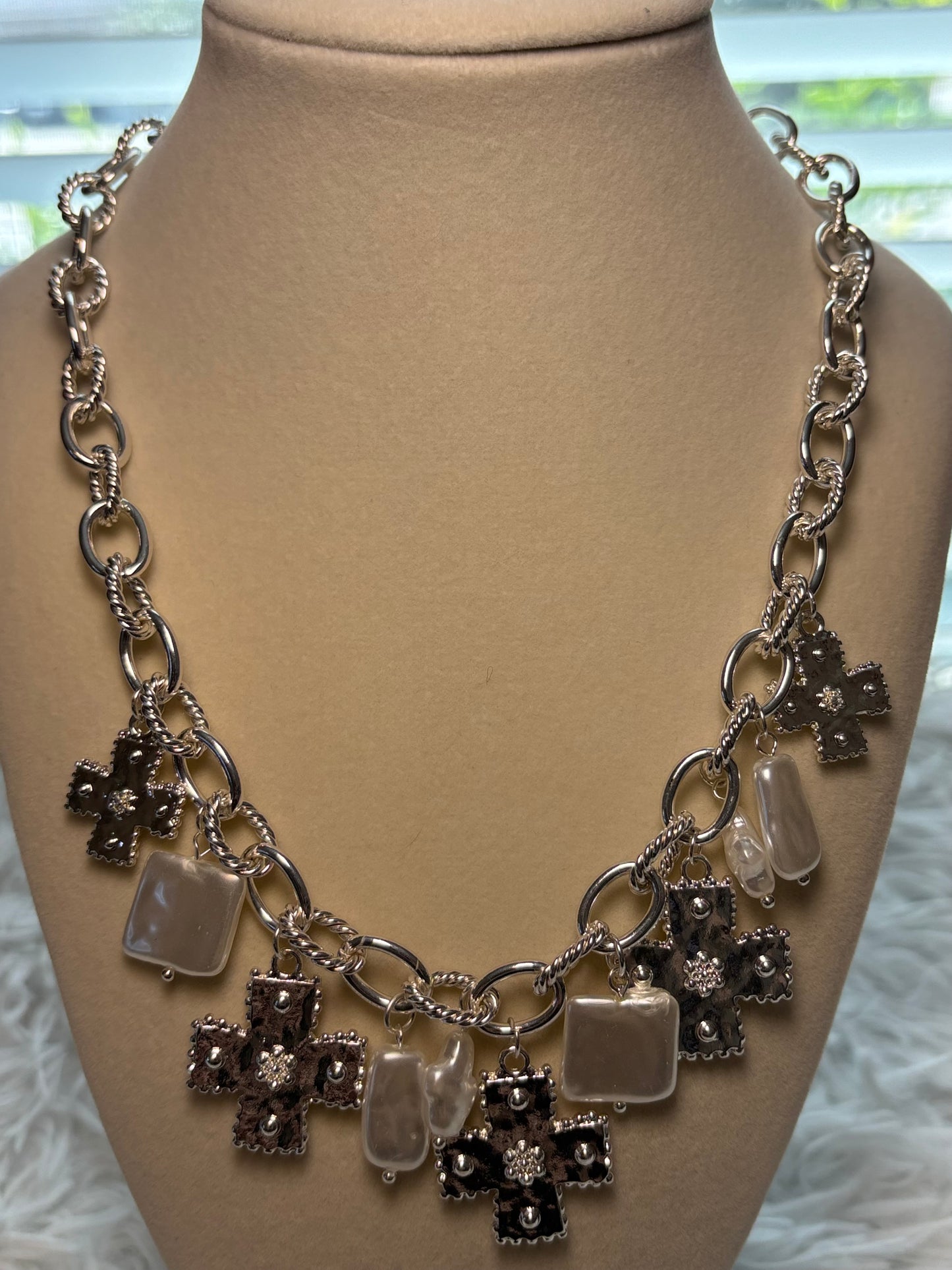 Silver Cross Charm Necklace