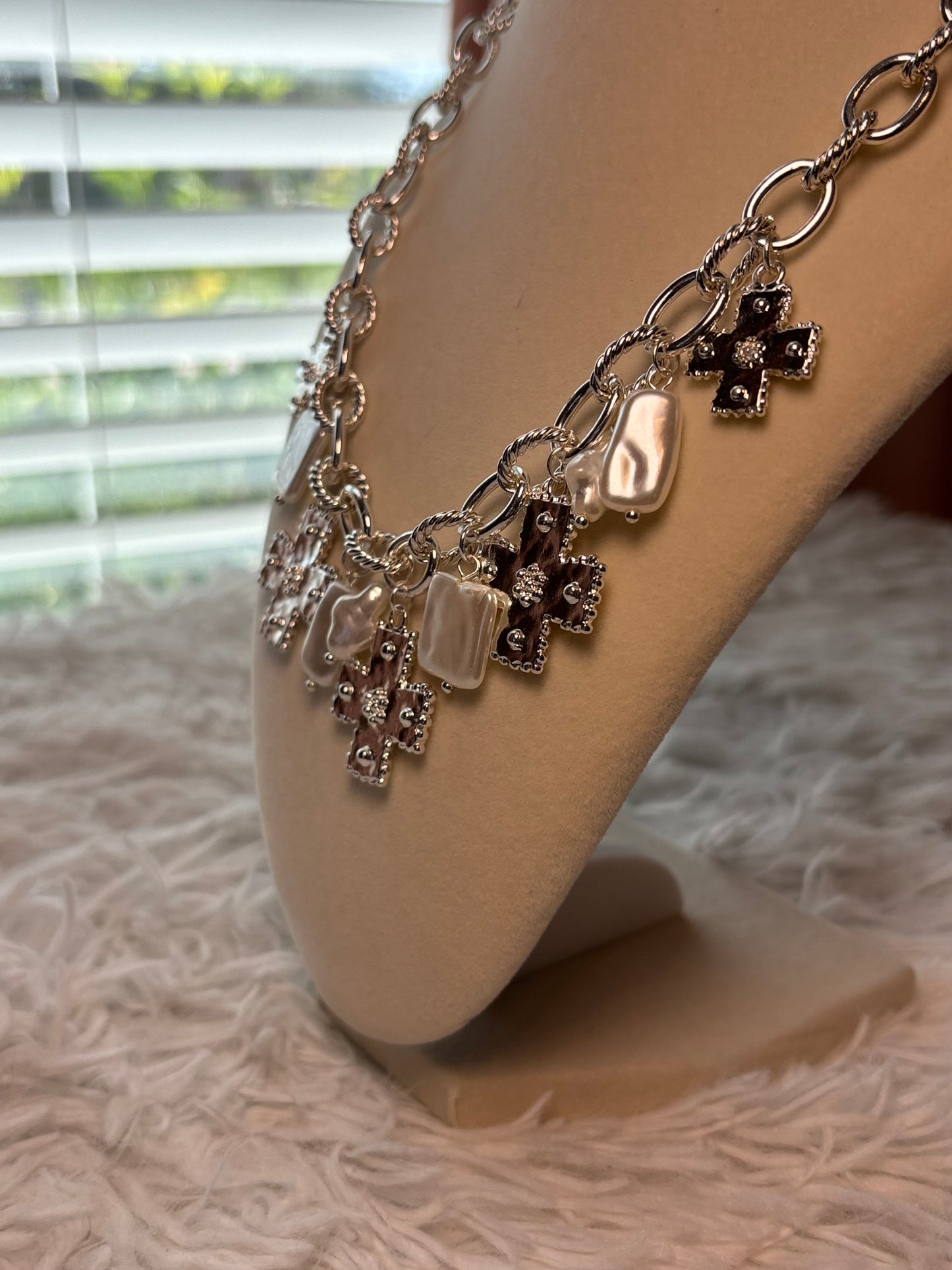 Silver Cross Charm Necklace
