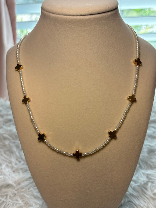 Pearl and Cross Necklace
