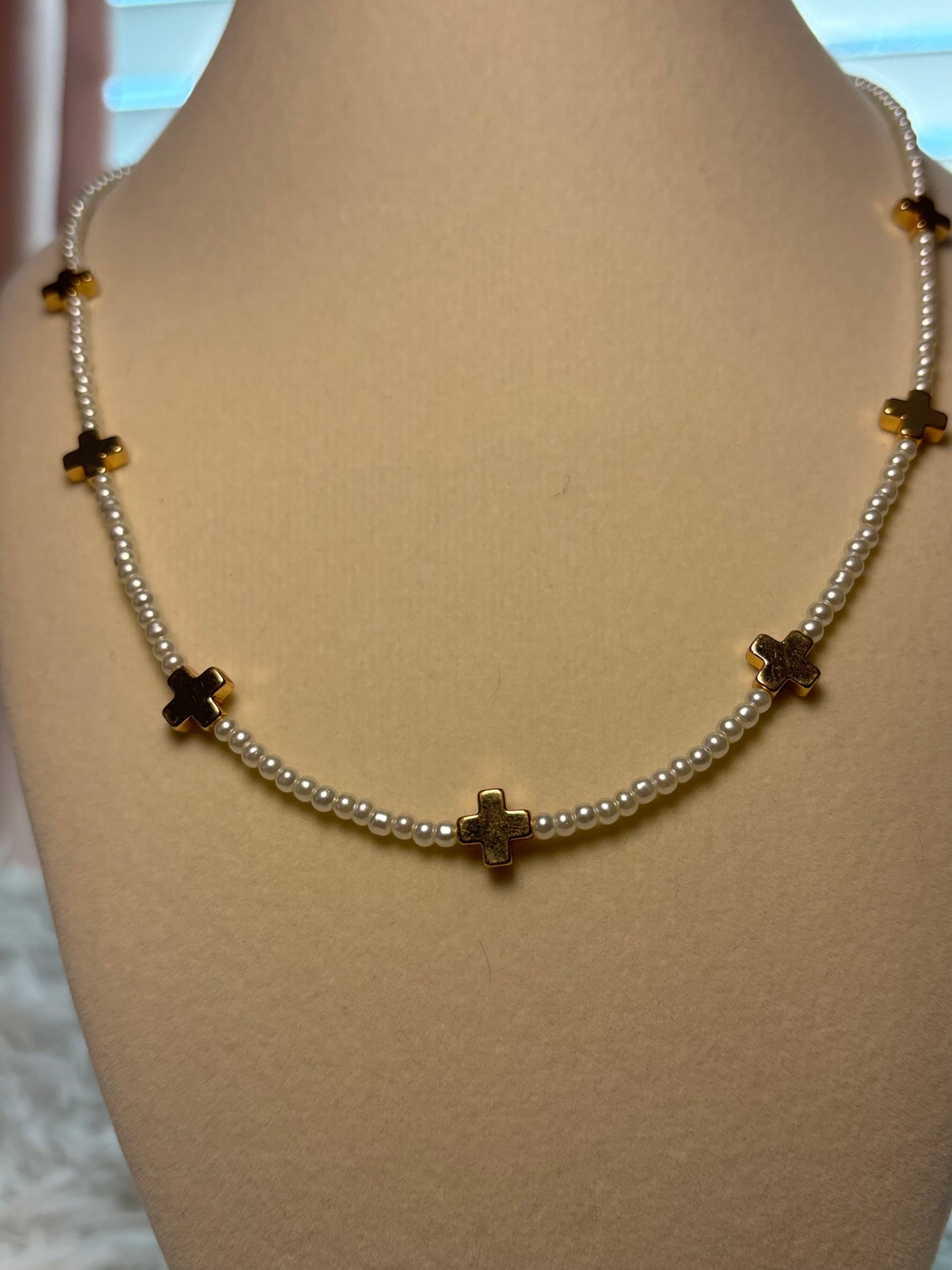 Pearl and Cross Necklace