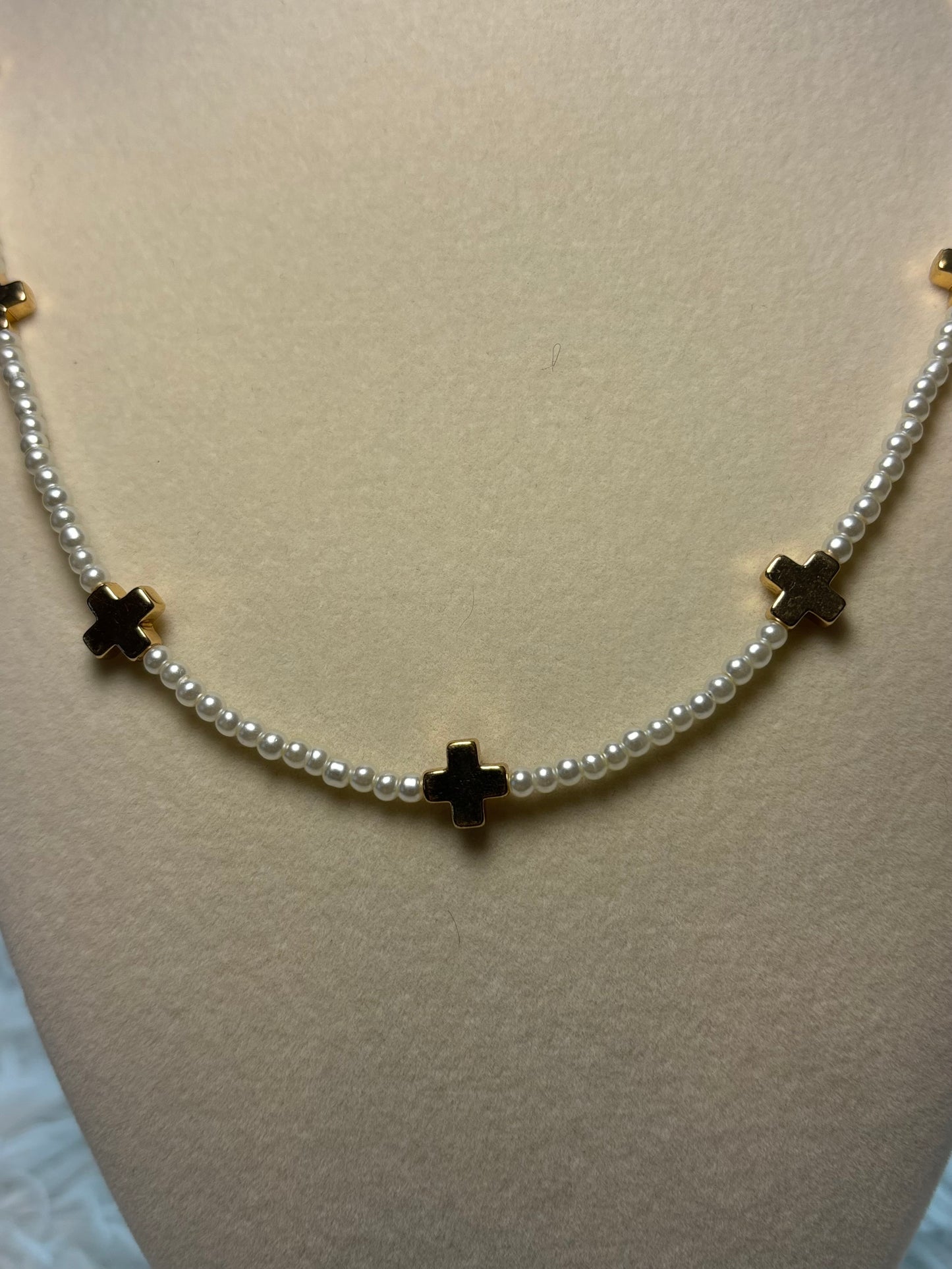 Pearl and Cross Necklace