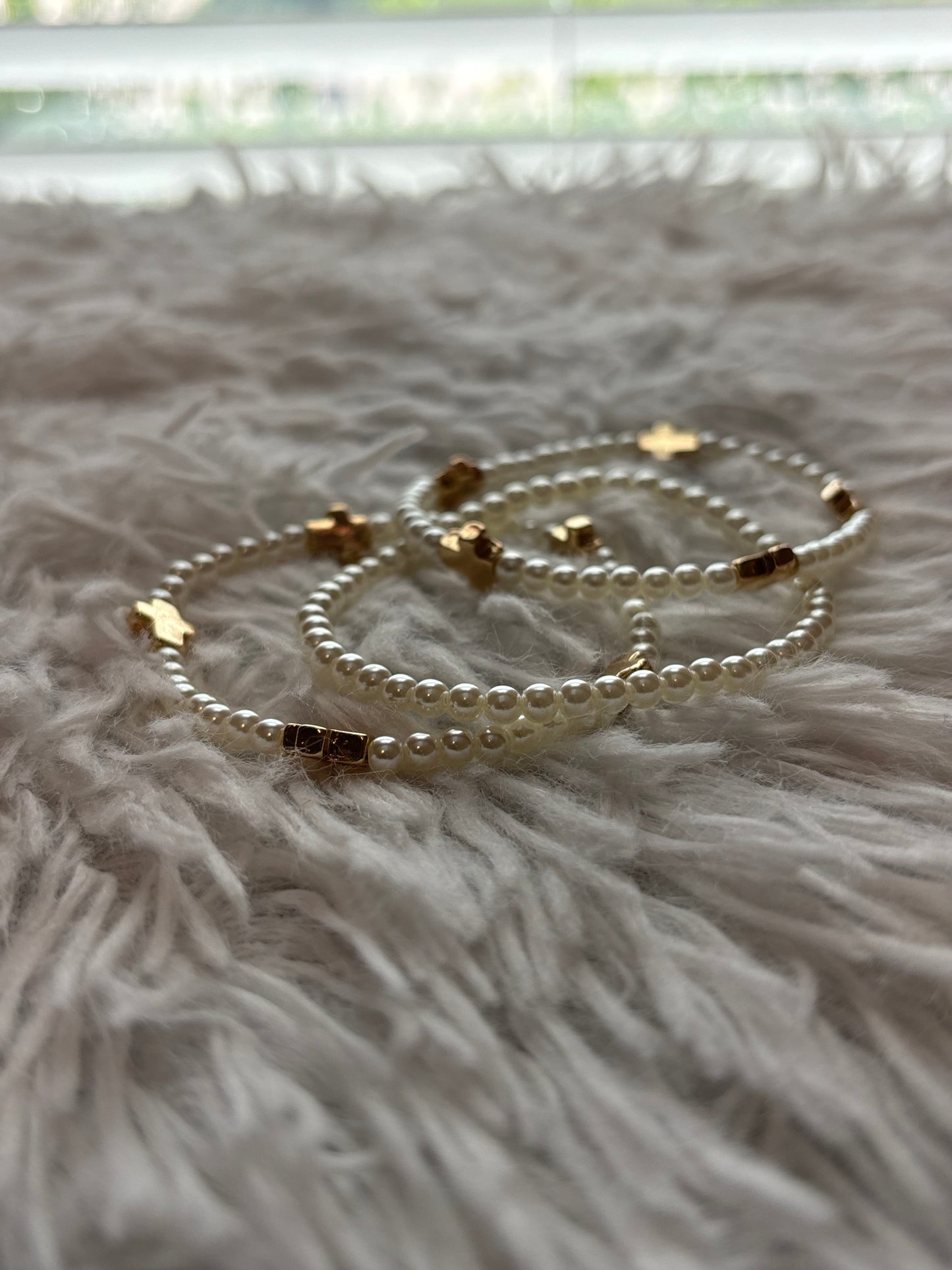 Cross Pearl Bracelet Set