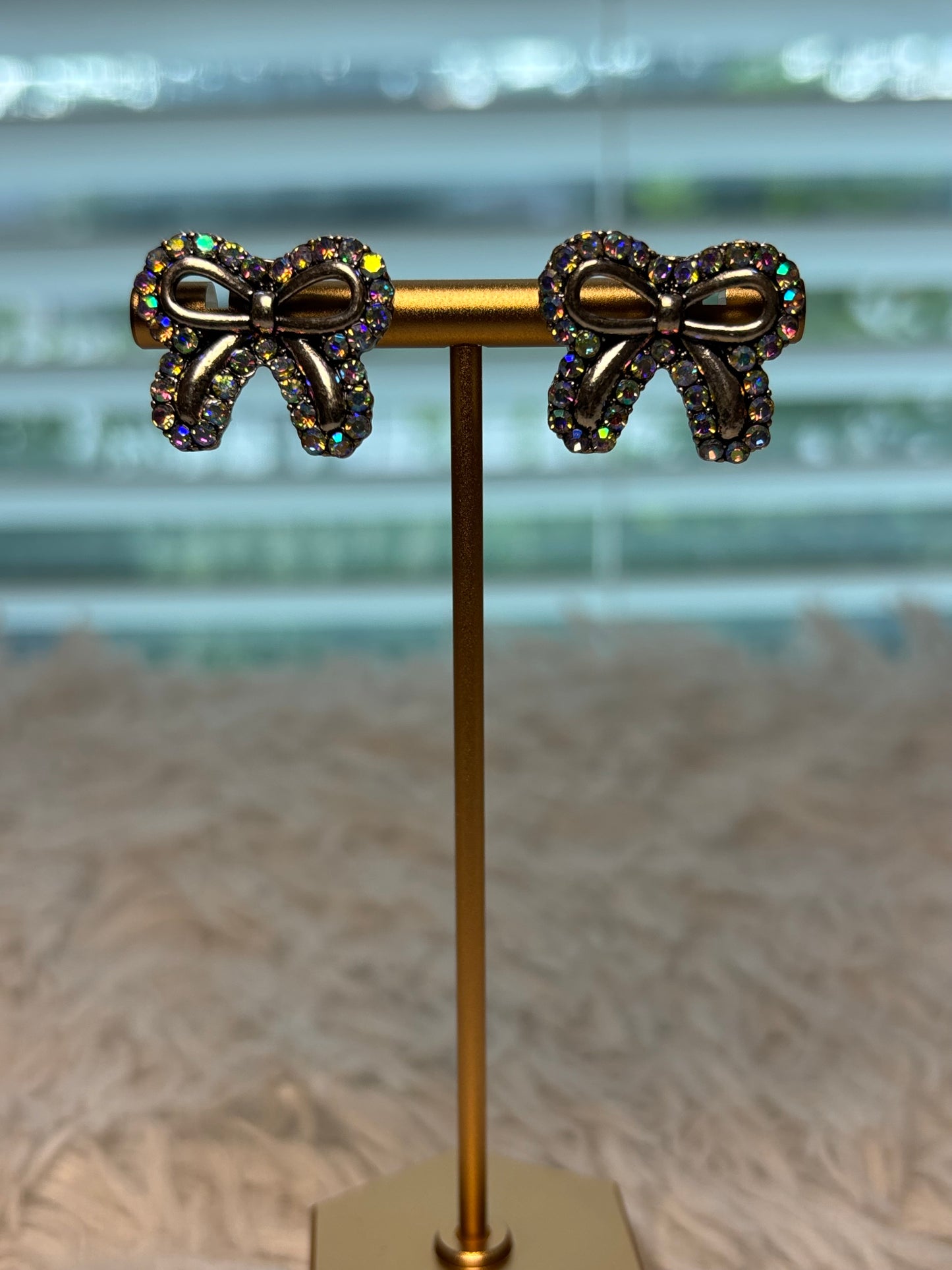 Bow Rhinestone Stud Earrings