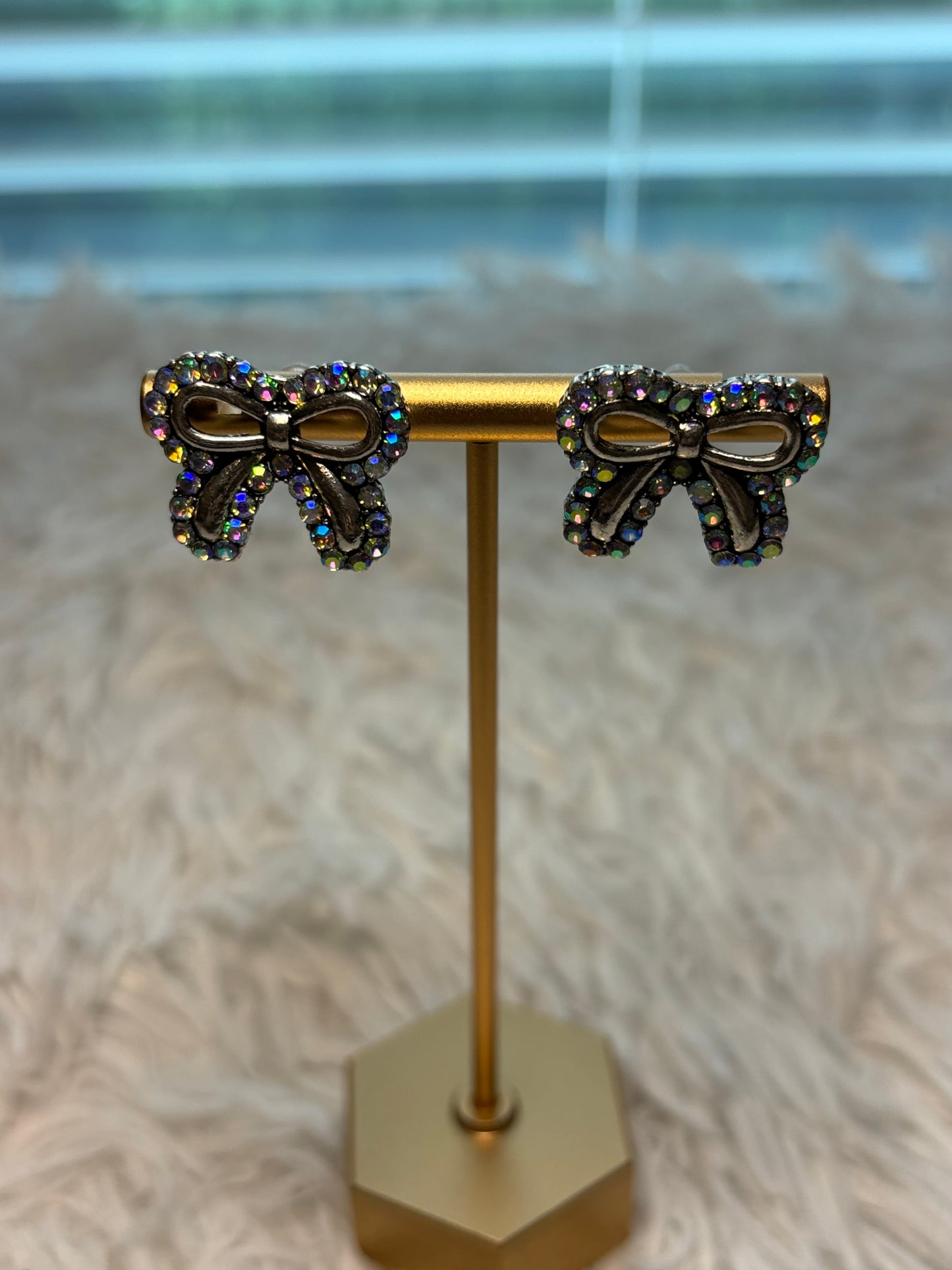 Bow Rhinestone Stud Earrings